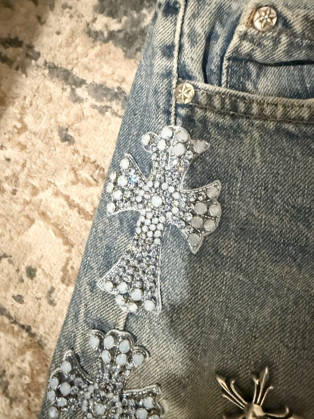Chrome Hearts Chrome Hearts Canes Exclusive Diamond Crosses Sliver JEANS Size US 36 / EU 52 - 3 Thumbnail