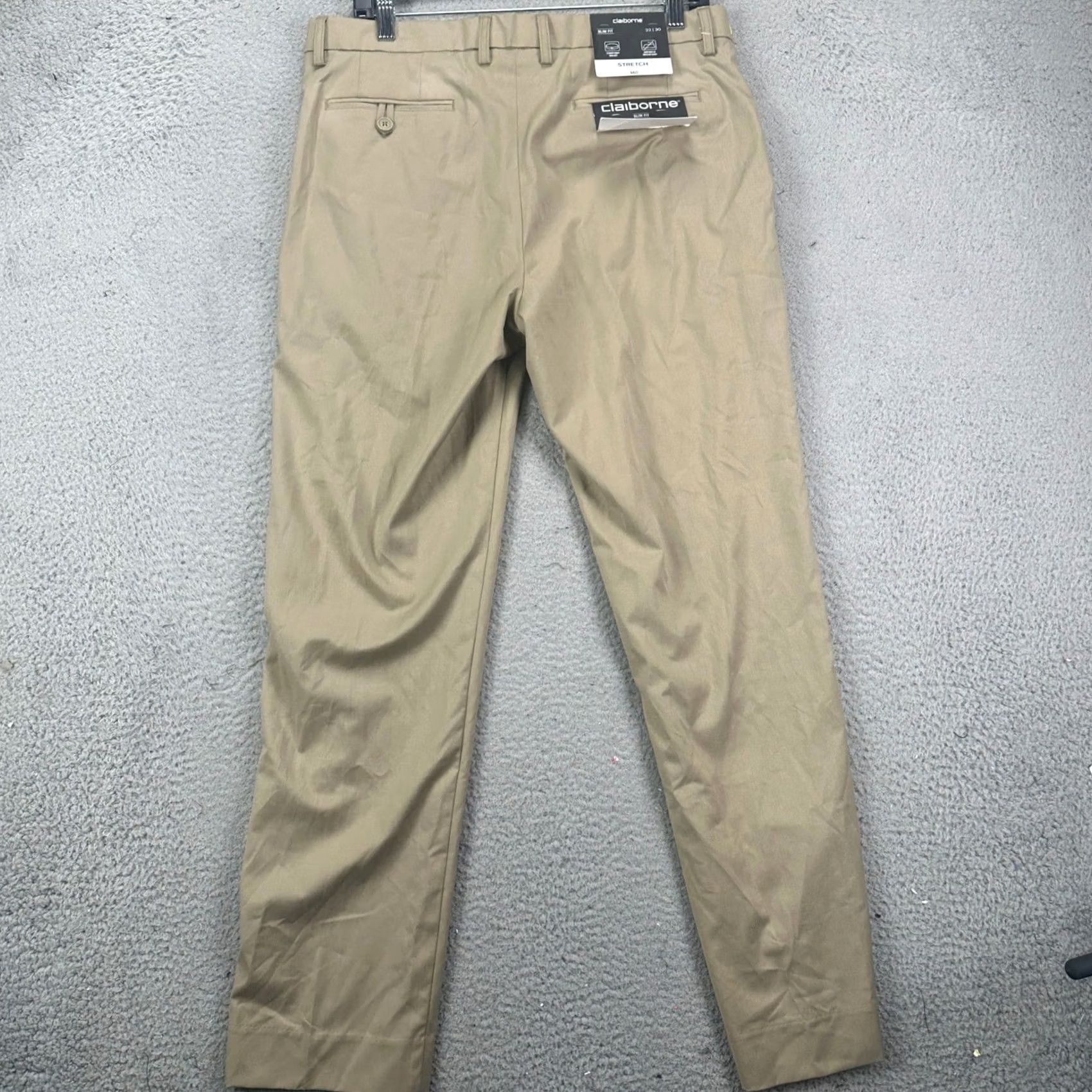 Liz Claiborne Claiborne Mens Pants Slim Fit Straight Comfort Waist Stretch Dress Tan 32X30 Size US 32 / EU 48 - 3 Thumbnail