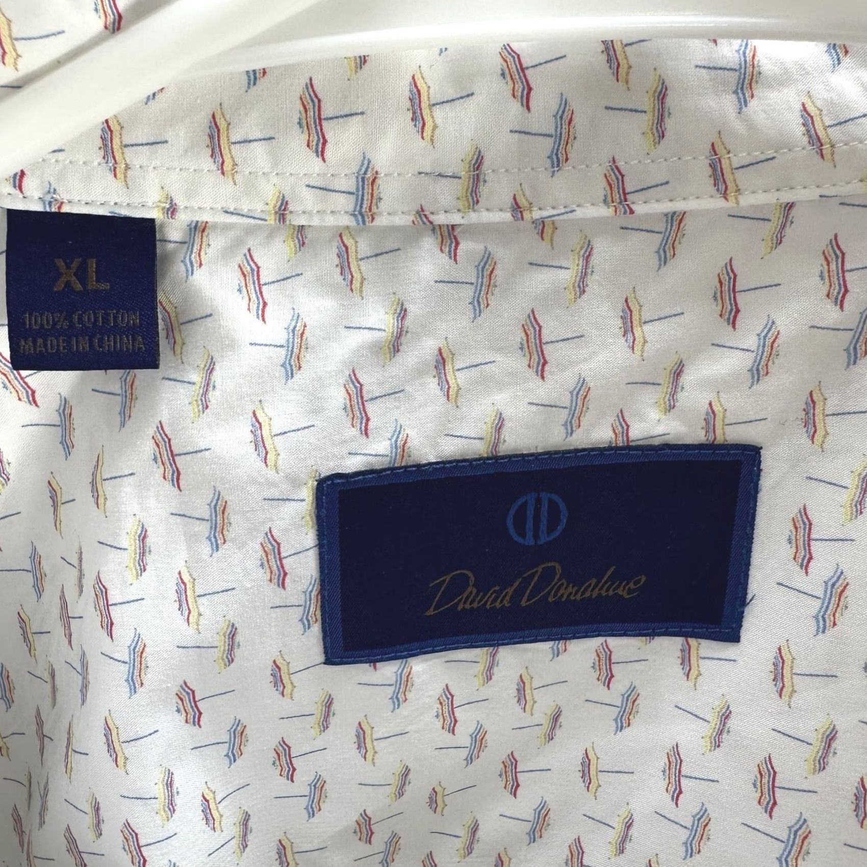 David Donahue David Donahue White Shirt Umbrellas Short Sleeve Cotton XL Mens Button-Up Shirt Size US XL / EU 56 / 4 - 3 Thumbnail