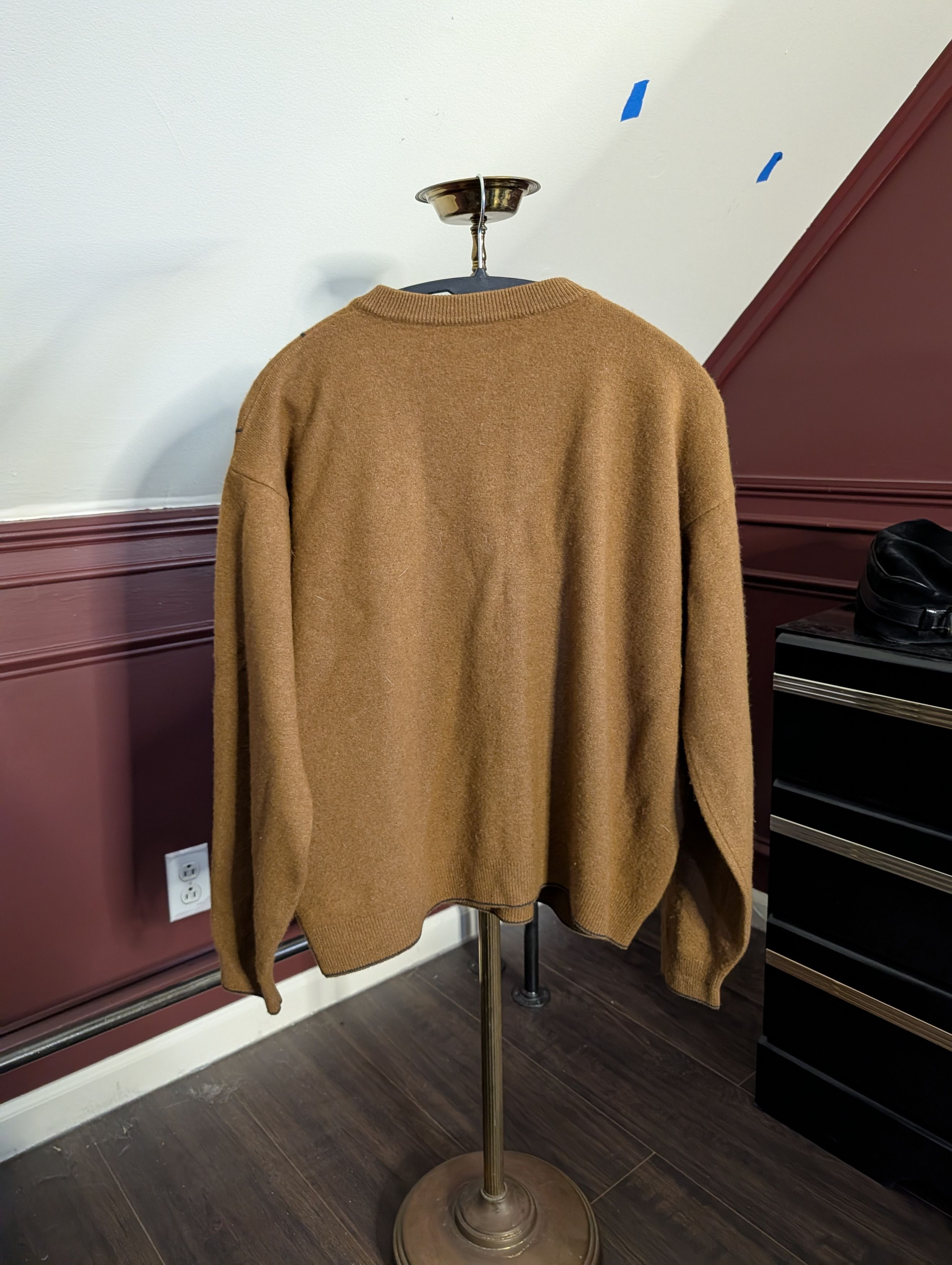 Scott Barber VTG brown check cashmere/wool Italian knit sweater Size US XL / EU 56 / 4 - 7 Thumbnail
