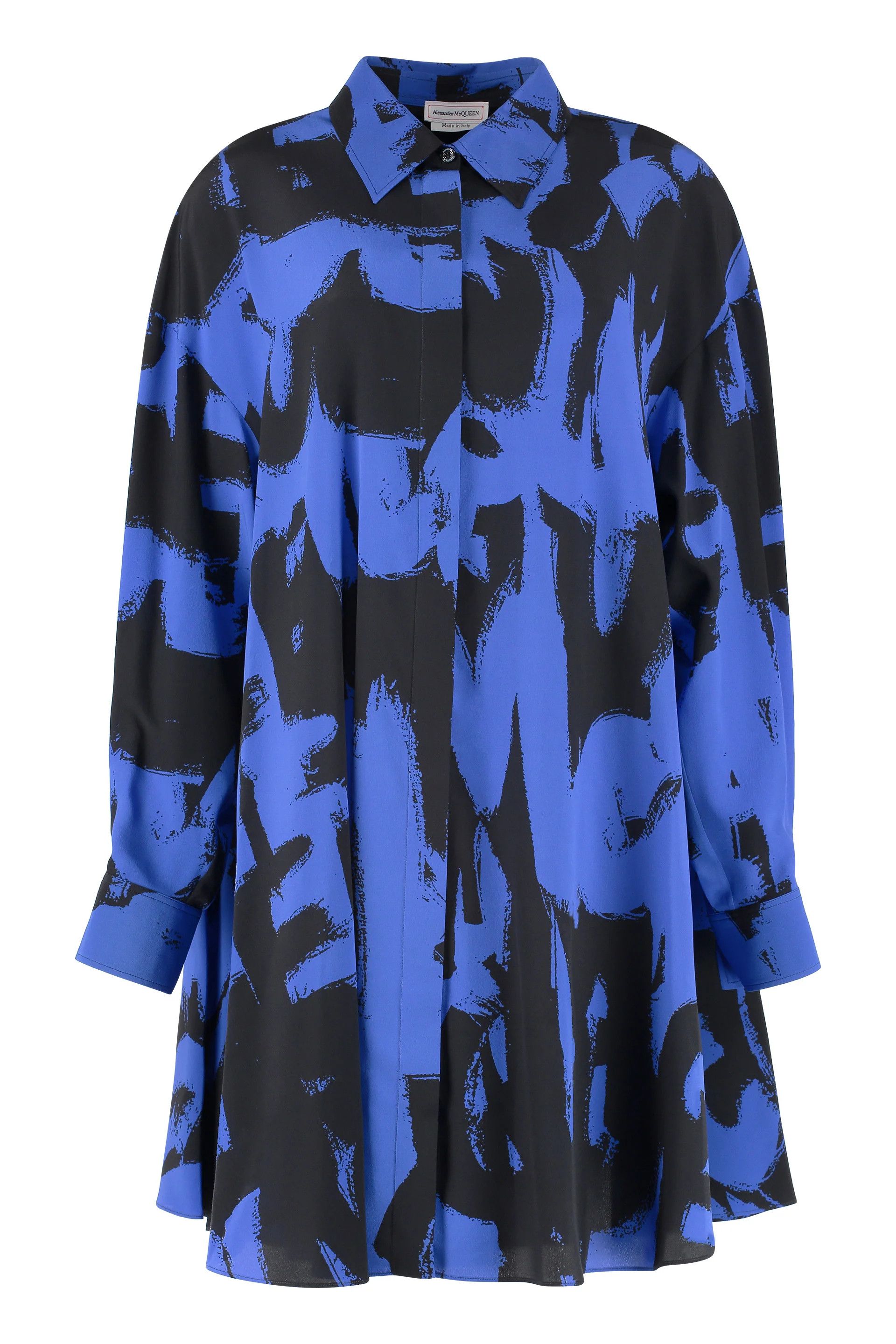 Alexander McQueen o1y0325 Shirt Mini Dress in Blue & Black Size S / US 4 / IT 40 - 1 Thumbnail