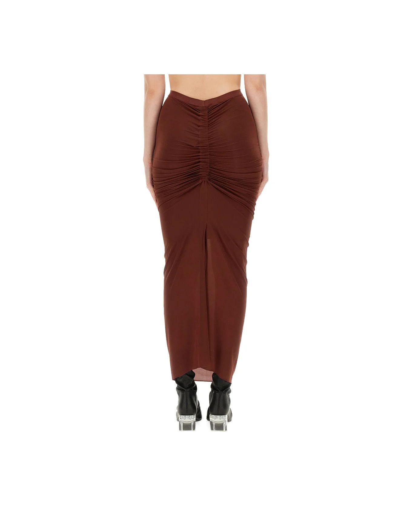 Rick Owens o1y0126 Maxi Skirt in Chocolate Brown Size 26" / US 2 / IT 38 - 3 Thumbnail