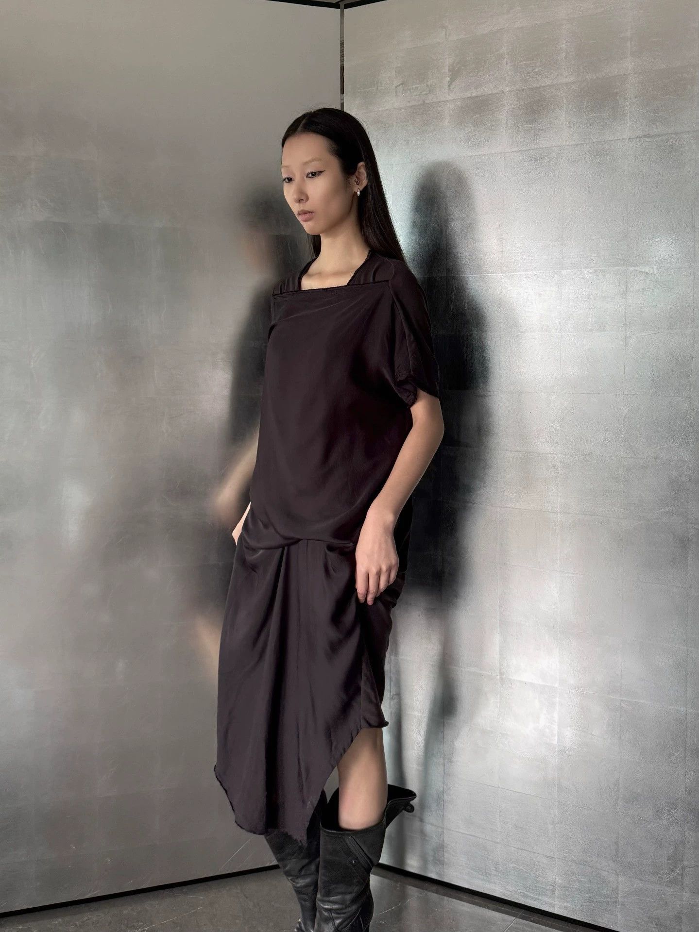 Vintage Italian Drop-Shoulder Irregular Double-Layer Dress Size S Size S / US 4 / IT 40 - 4 Thumbnail