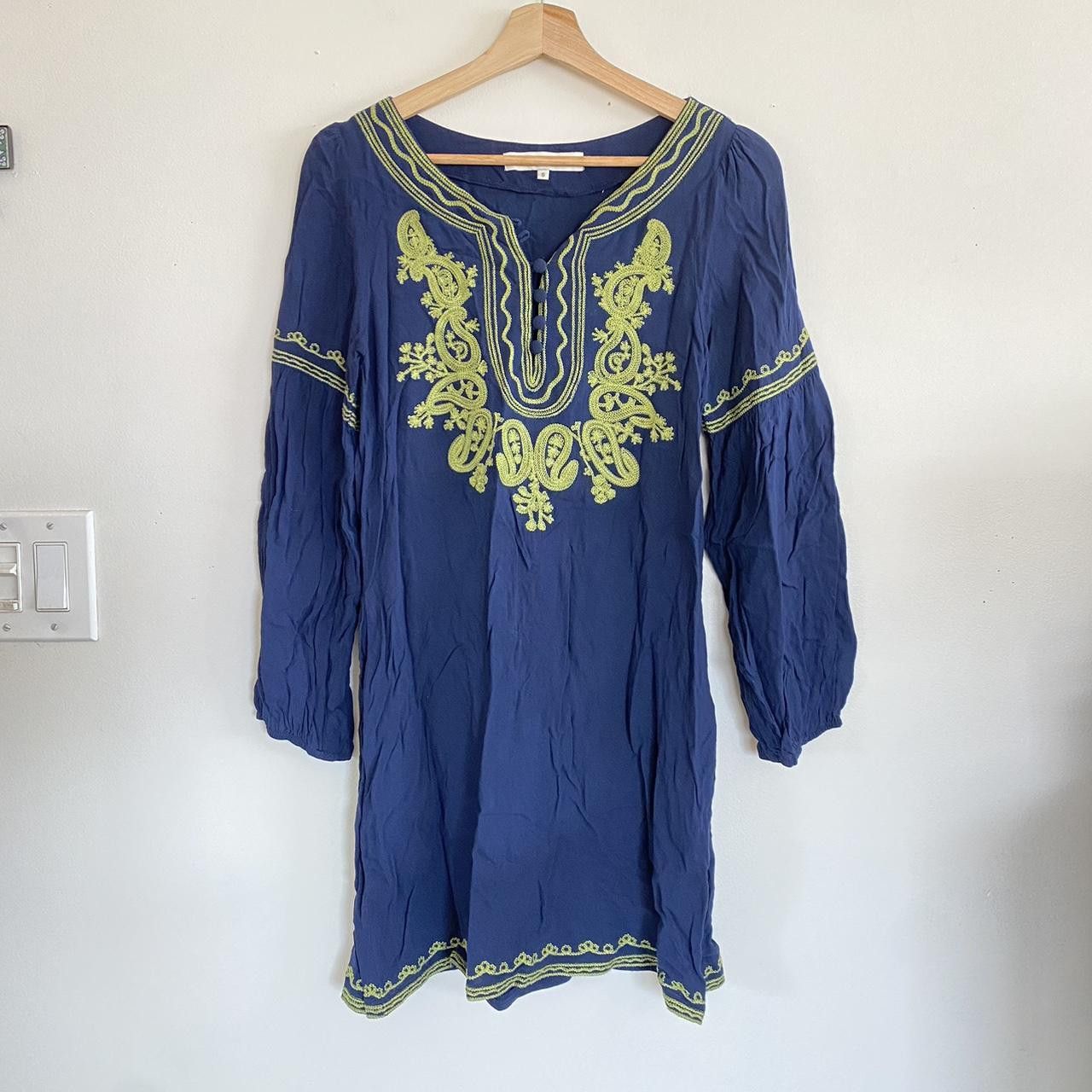 Designer G-MAAZ BLUE BOHO BOHEMIAN DRESS FLOWY LONG SLEEVE SIZE SMALL Size S / US 4 / IT 40 - 2 Thumbnail