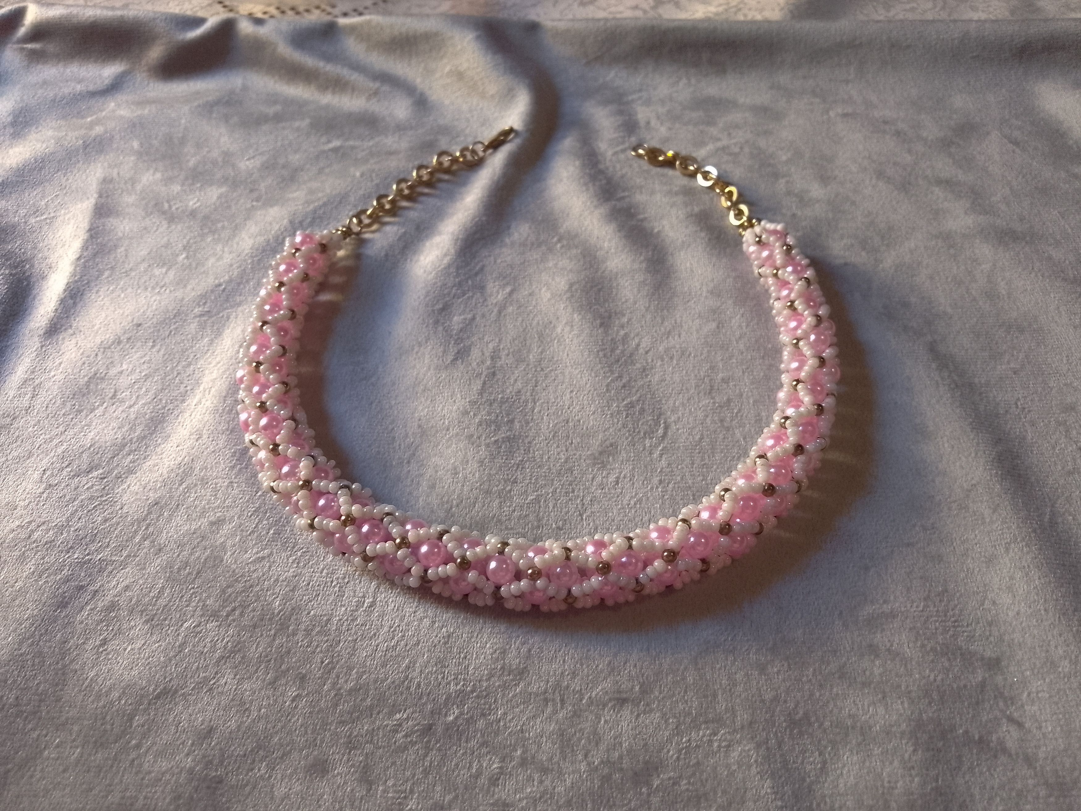 Handmade Necklace. Vintage style Pearls Pink Tubular Elegant Size ONE SIZE - 1 Thumbnail