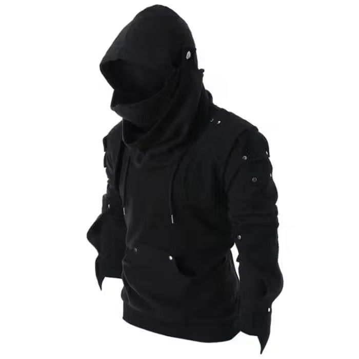 image of Vintage Streetwear Hoodies Fashion Hooded Sweatshirt in Black, Men's (Size XL)