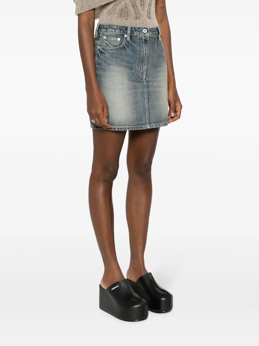 Kenzo o1y1025 Denim Mini Skirt in Blue Size 28" / US 6 / IT 42 - 2 Thumbnail