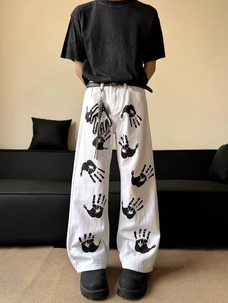 Japanese Brand × Jean Street hip-hop palm print baggy jeans Size US 30 / EU 46 - 6 Thumbnail