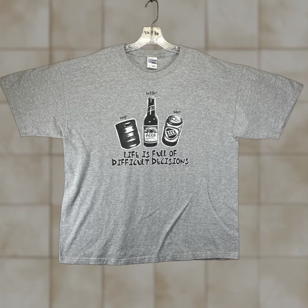 Gildan Vintage Beer Humor T Shirt XL Keg Bottle Can Dad Jokes Short Sleeve 2000s Size US XL / EU 56 / 4 - 1 Thumbnail