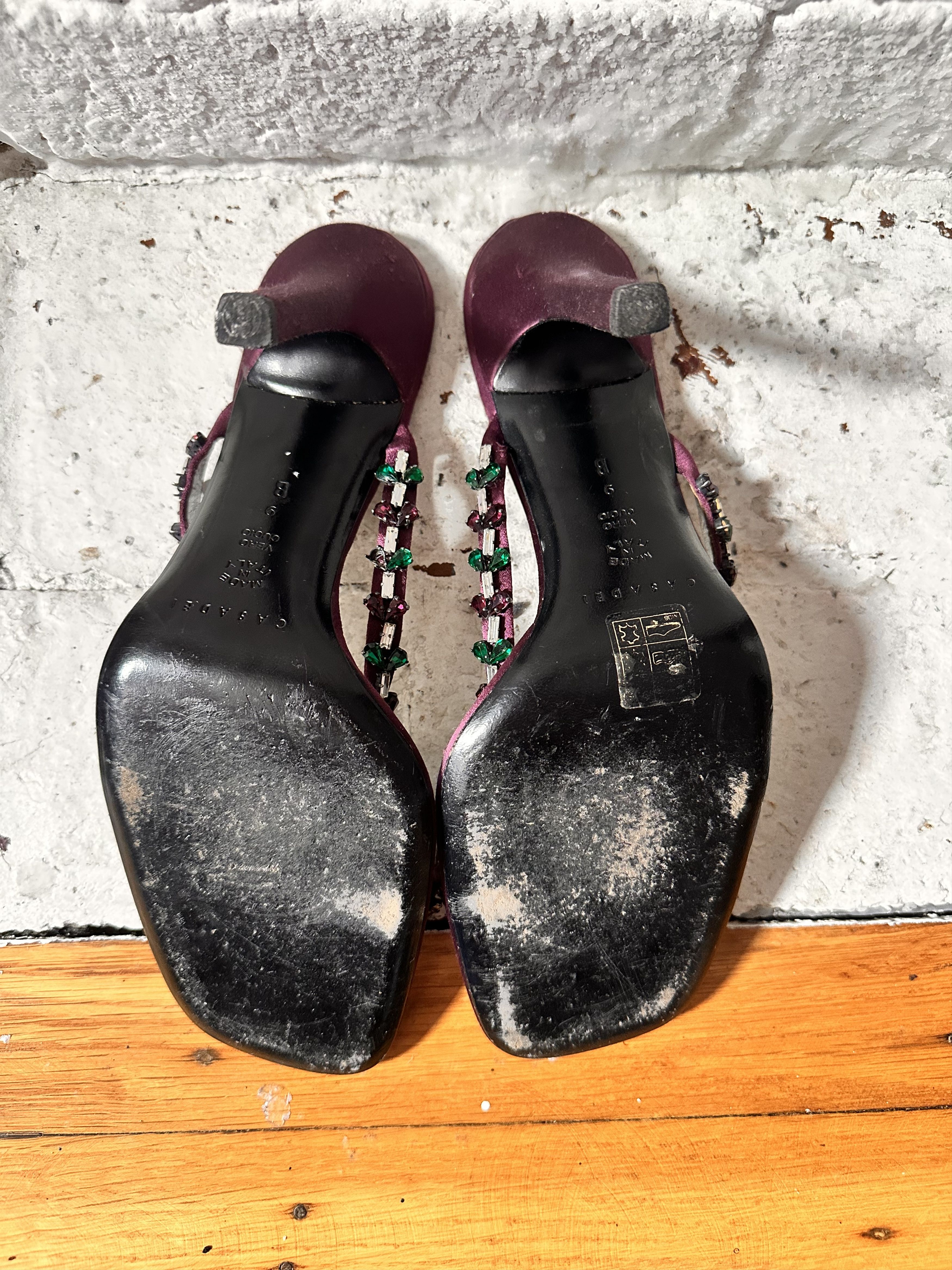 Casadei VINTAGE CASADI CRYSTAL SILK PURPLE EVENING SANDALS_ 9 US Size US 9 / IT 39 - 5 Thumbnail