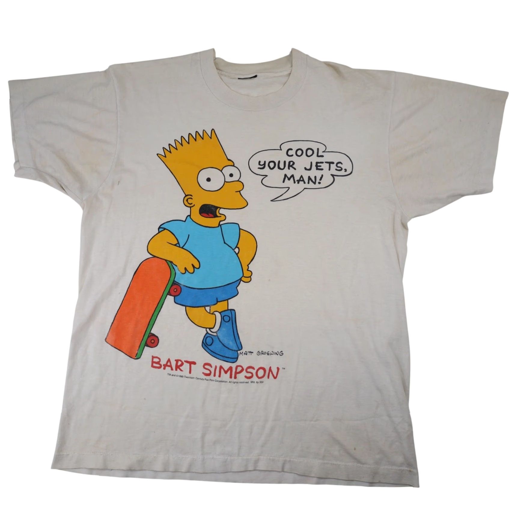 Vintage VINTAGE Bart Simpson "Cool Your Jets Man" Graphic T Shirt White L Mens 1990s Classic Graphic Shirt Size US L / EU 52-54 / 3 - 2 Thumbnail