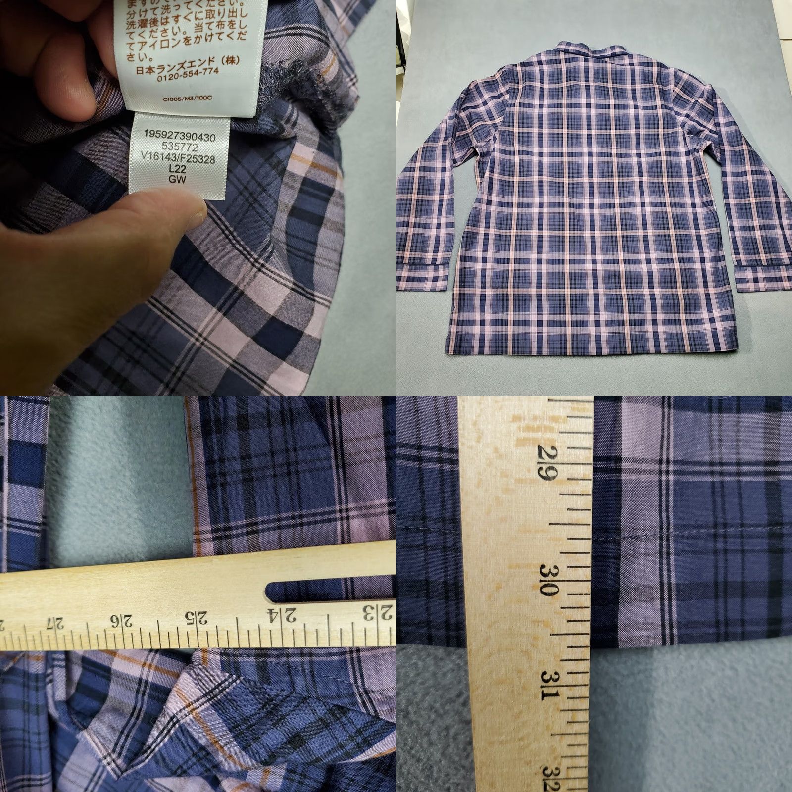 Lands' End Lands' End Pajama Shirt Mens Large Purple Plaid w Tags Blake Shelton Shirt Pajama Top Button Long Sleeve Collared Cotton Regular Size US L / EU 52-54 / 3 - 9 Thumbnail