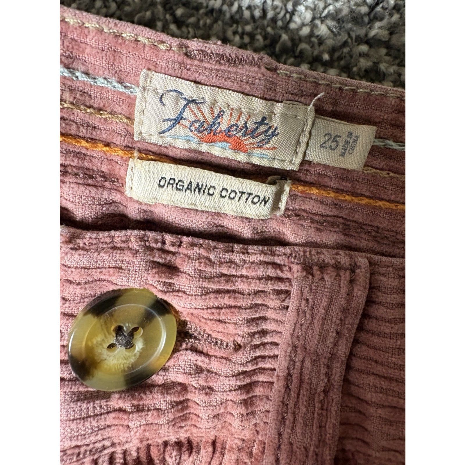 Faherty Faherty Pants Womens Corduroy 25 Pink High Rise Stretch Cotton Blend Regular Straight 28in? Size 42" / US 20 - 3 Thumbnail