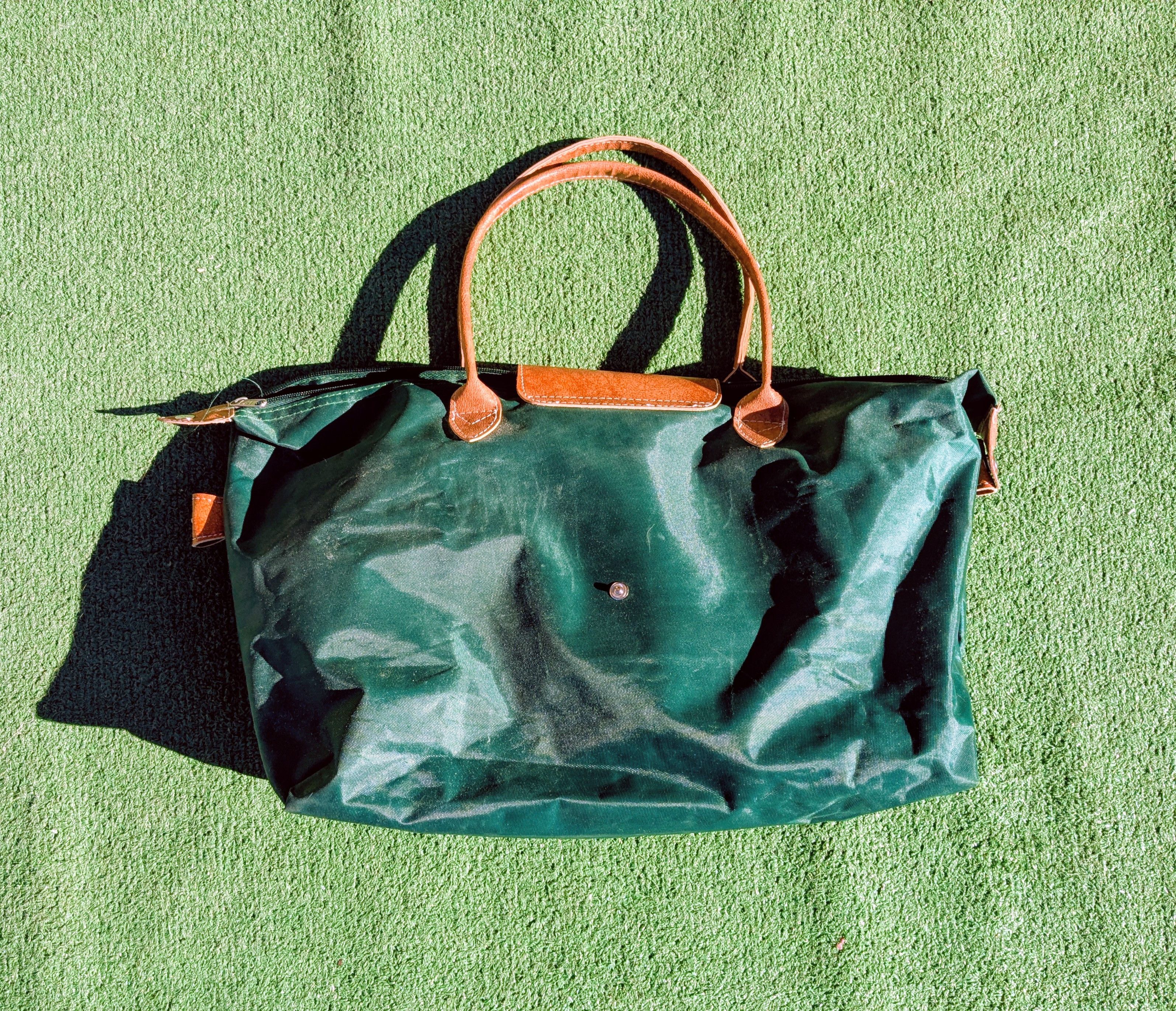 Other Vintage Campus Nylon w/Leather Accents Zip-Up Carry/Tote Bag Size ONE SIZE - 8 Thumbnail