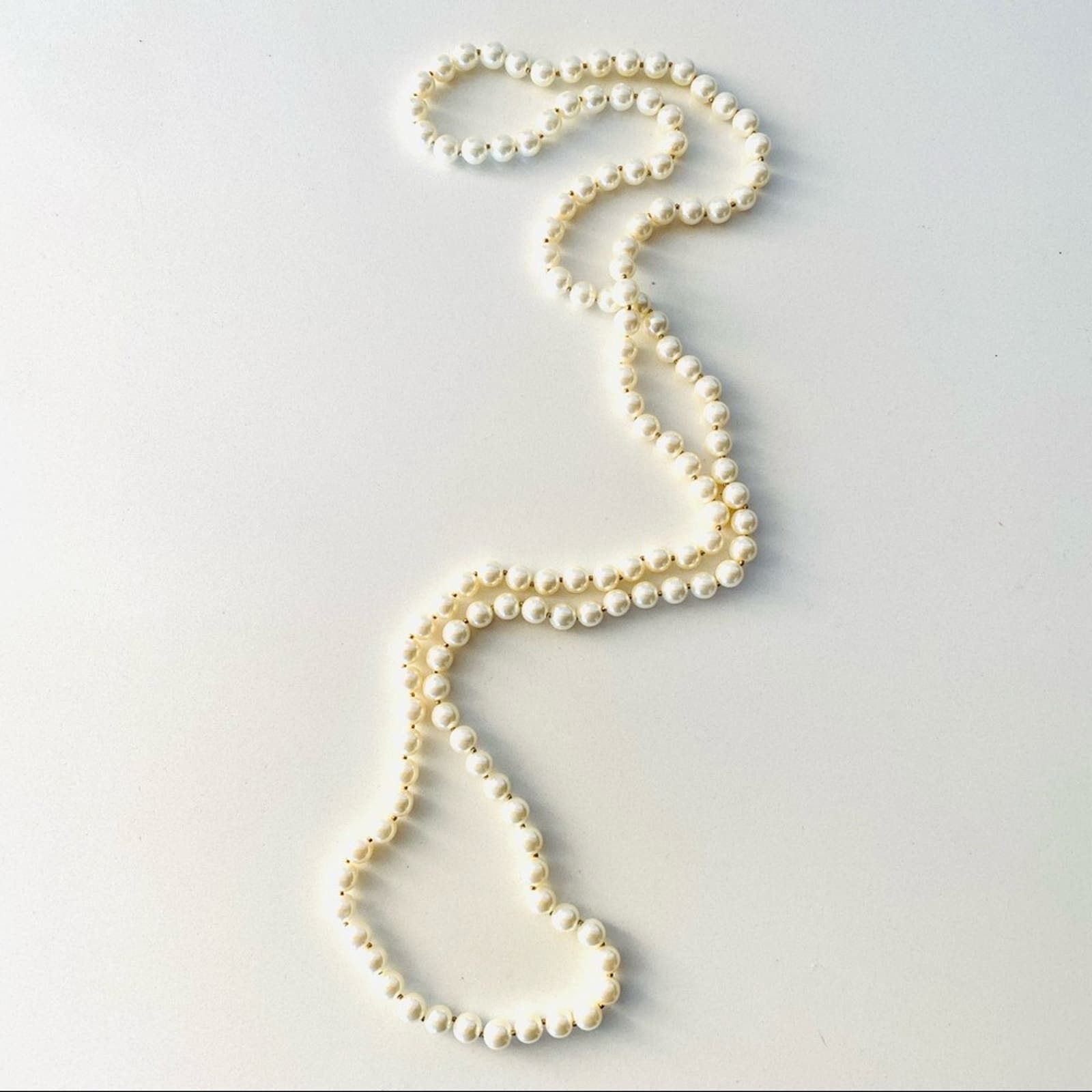 image of Vintage White Cream Pearls Long Strand Necklace Jewelry Prep, Women's