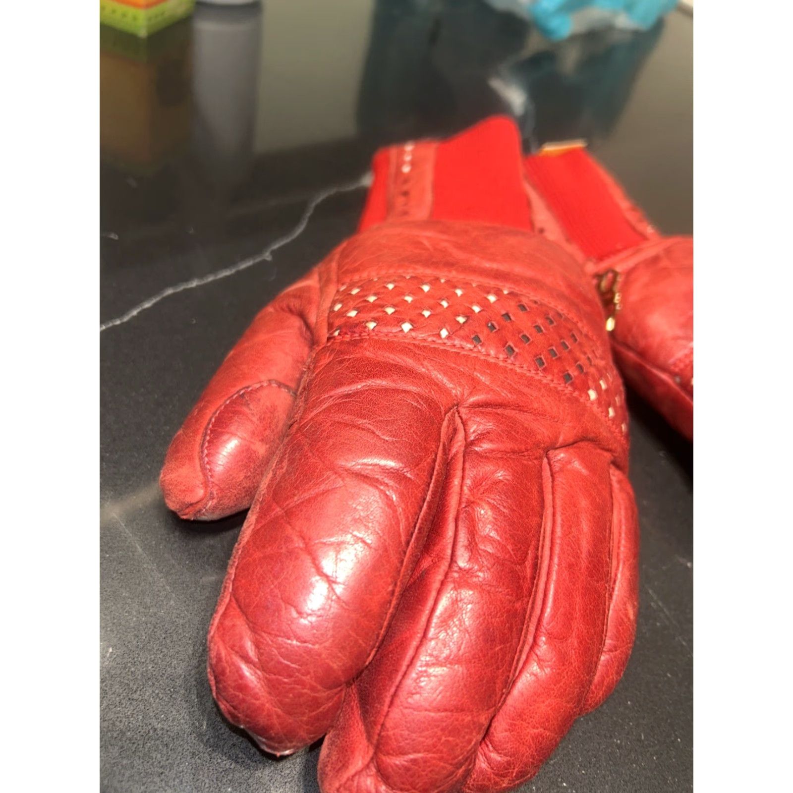 Vintage Grandoe Mens Leather Finger Slot Mittens Small VTG Ski Gloves EUC Size ONE SIZE - 2 Thumbnail