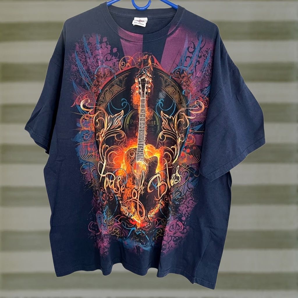 Vintage MENS House Of Blues Orlando AOP Guit ar Print Y2K Shirt 2XL All Over Print Ladies? Size US XXL / EU 58 / 5 - 1 Thumbnail