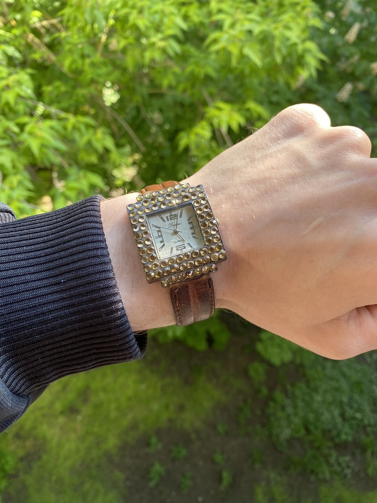 Jewelry × Vintage Stylish Watch Rhinestone Leather Strap Vintage Size ONE SIZE - 10 Thumbnail
