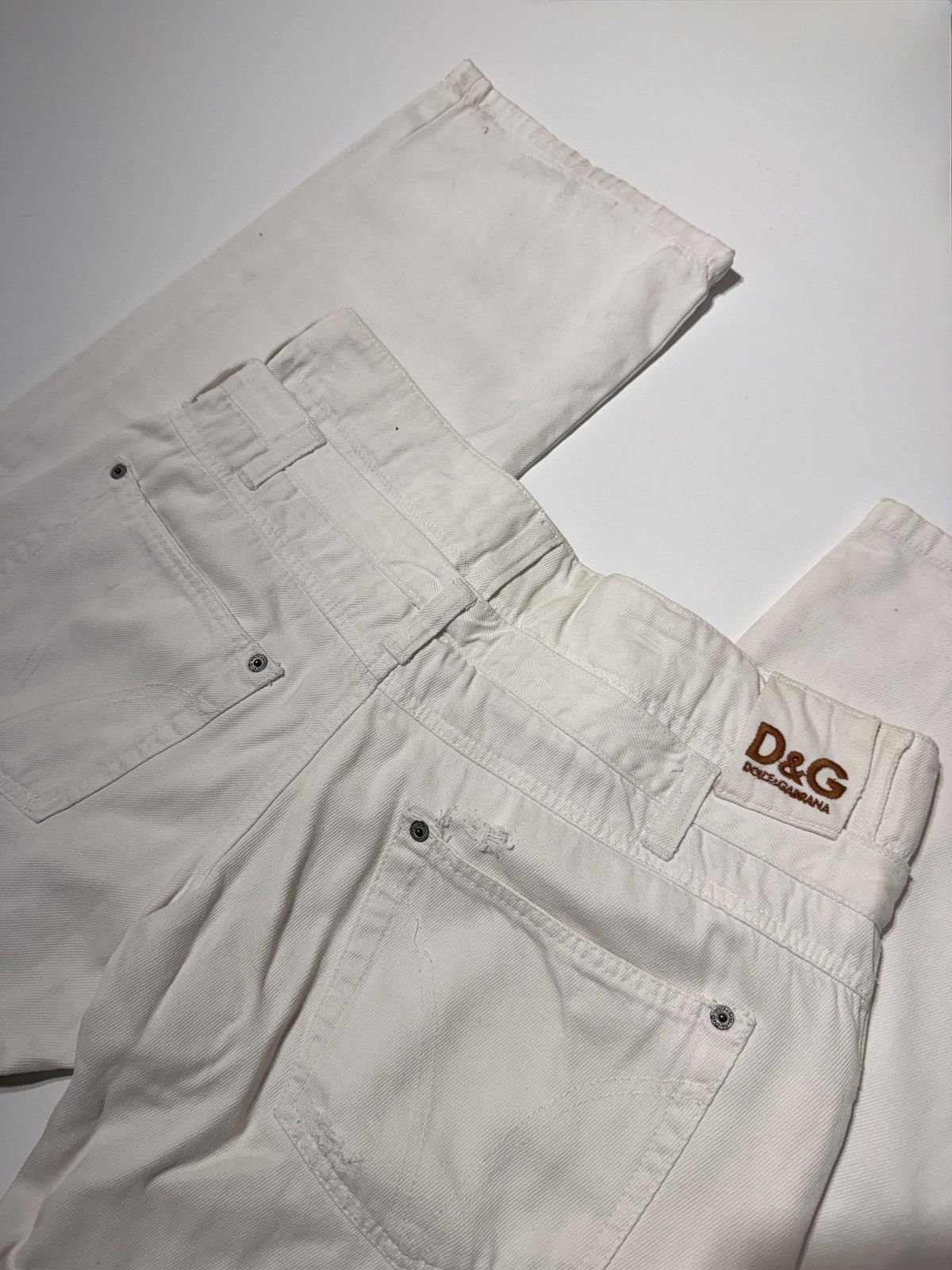 Dolce & Gabbana D&G Archive 2005 Asymmetric Waist White Denim - Ittierre Size US 36 / EU 52 - 4 Thumbnail