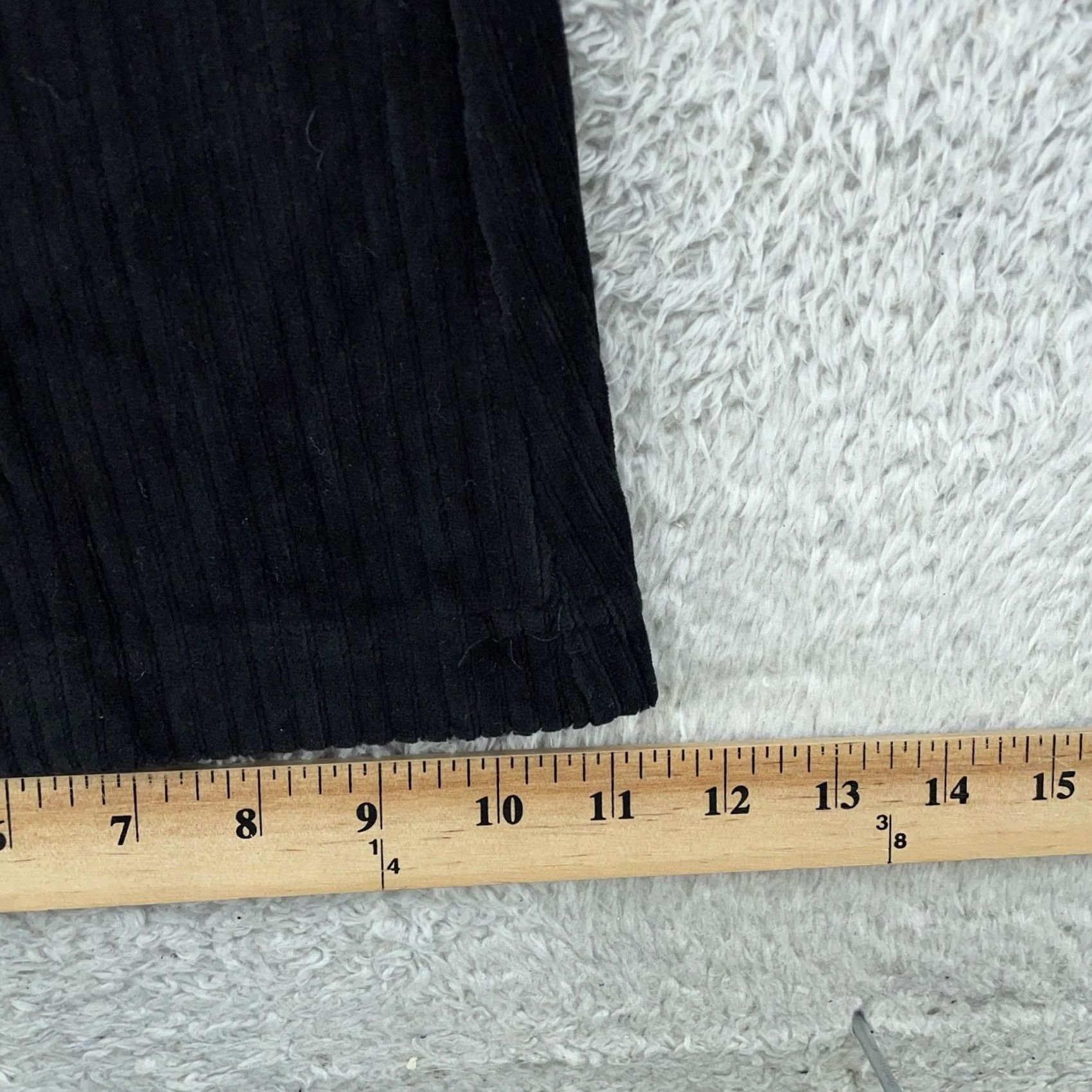 Vintage LuLaRoe Black Womens XL Kylie Ribbed Flare Leg Pull On Stretch Velour Pants Size 40" / US 18 - 7 Thumbnail