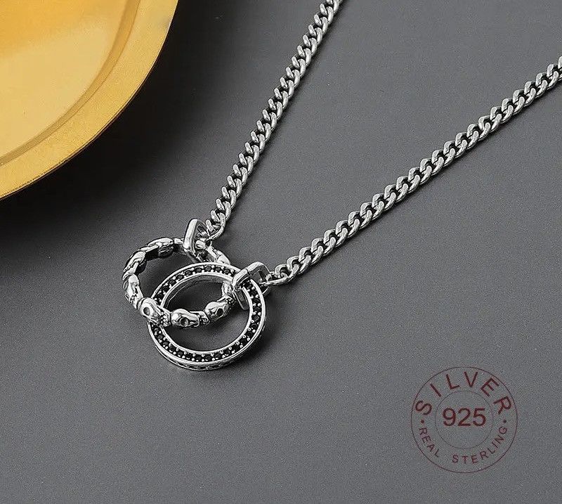Jewelry Real 925 Sterling Silver Full Sideways Necklace Chain Size ONE SIZE - 1 Thumbnail