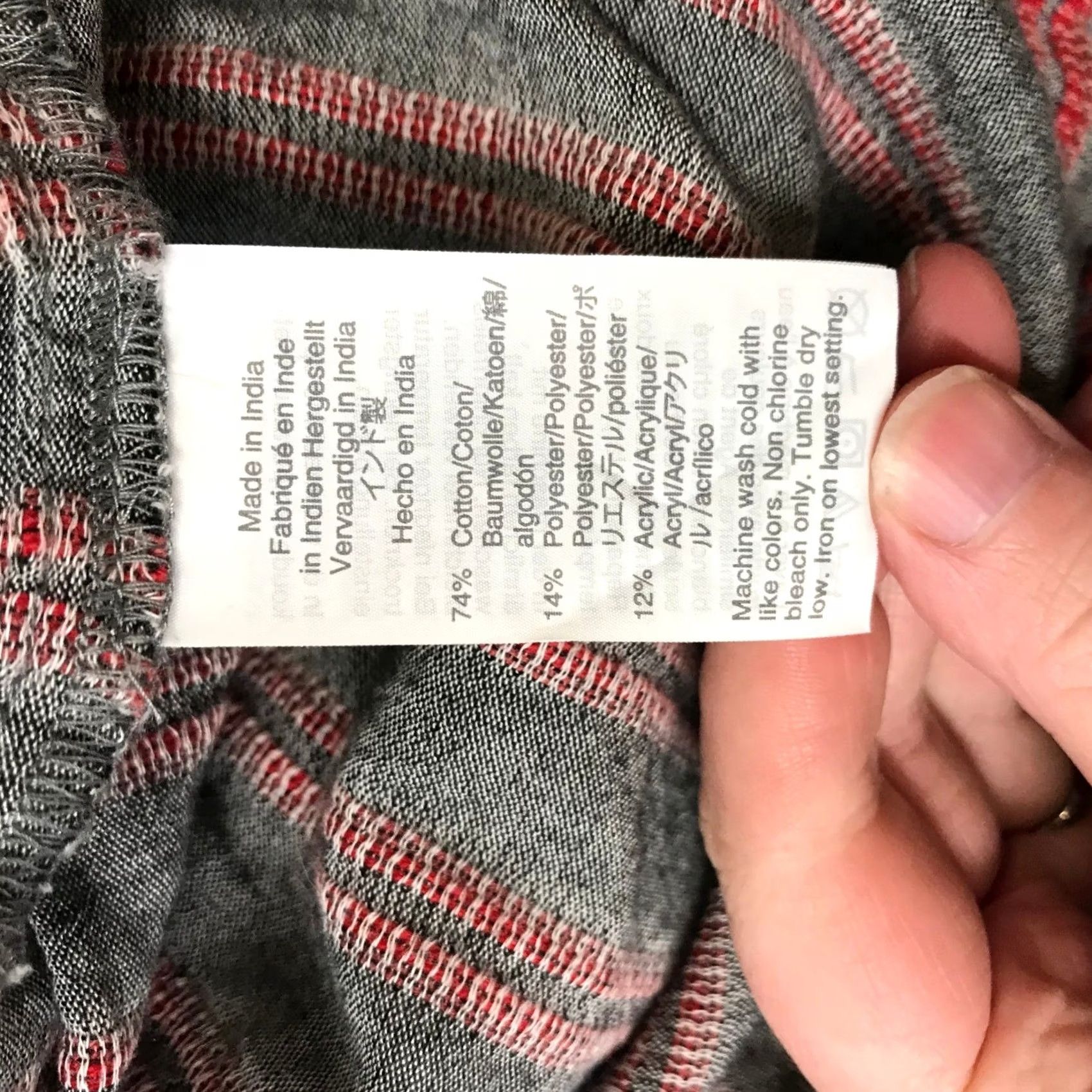 Madewell Madewell Striped V Neck Peplum Top Red Grey XL Cotton Blend Boho Casual Blouse Size XL / US 12-14 / IT 48-50 - 8 Thumbnail