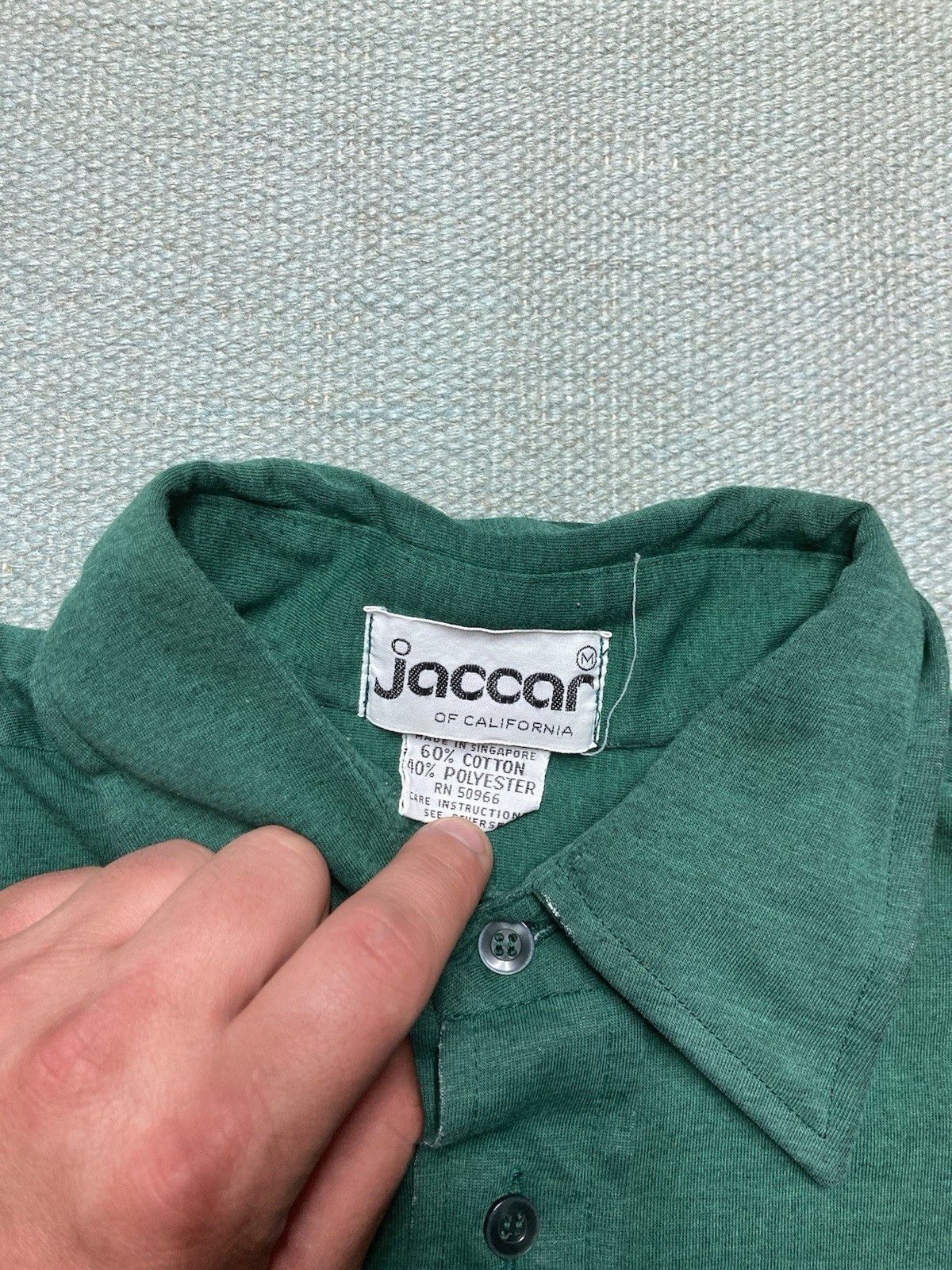 Vintage Vtg 70s polo shirt forest green California pol cotton medium Size US M / EU 48-50 / 2 - 4 Thumbnail