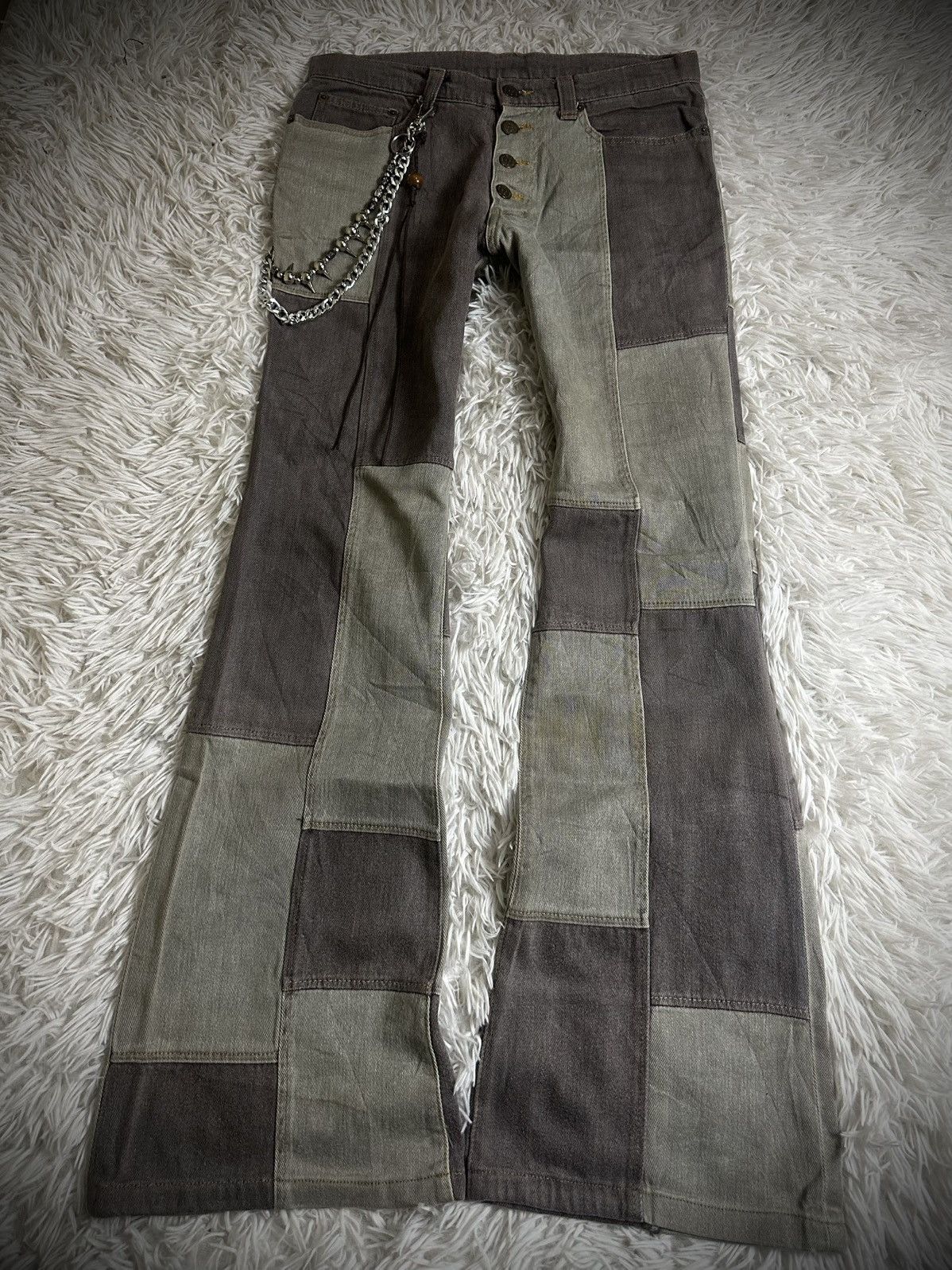 Hysteric Glamour rare 00s tornado mart patchwork punk flare denim jeans Size US 31 - 1 Thumbnail