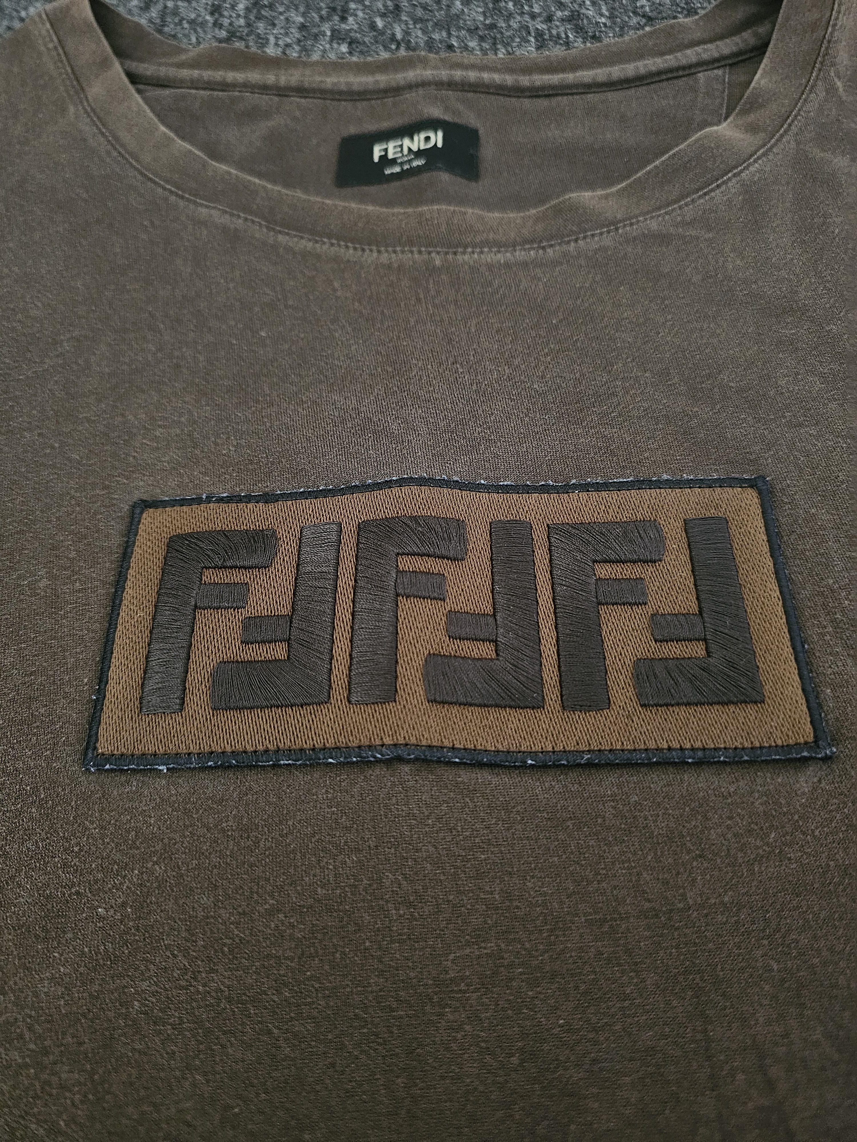 Fendi FENDI Men's Brown Embroidered FF Oversize T-Shirt Size L Size US L / EU 52-54 / 3 - 2 Thumbnail