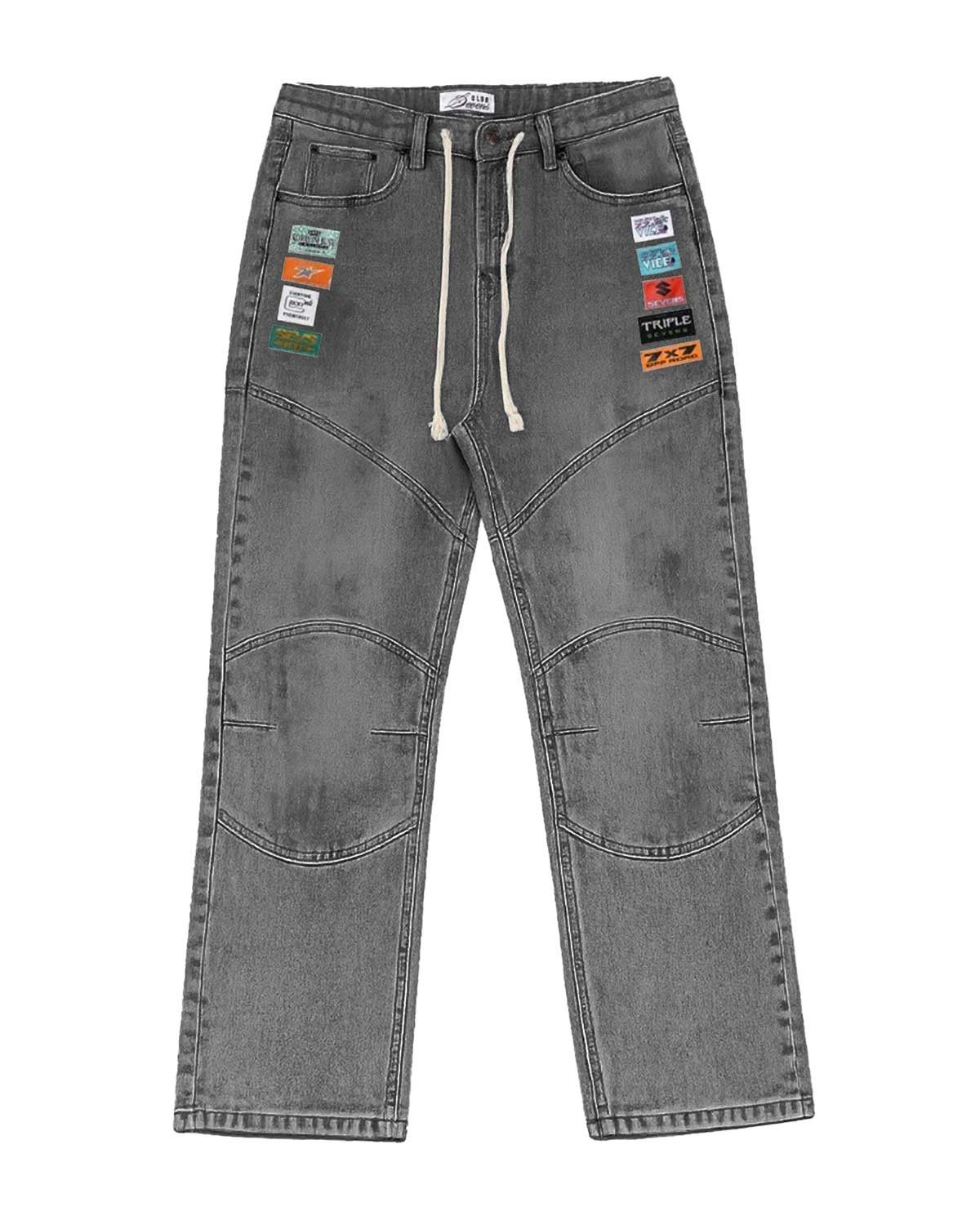 TRIPLE SEVENS Moto Denim Pants Grey Wash Size US 32 / EU 48 - 1 Preview