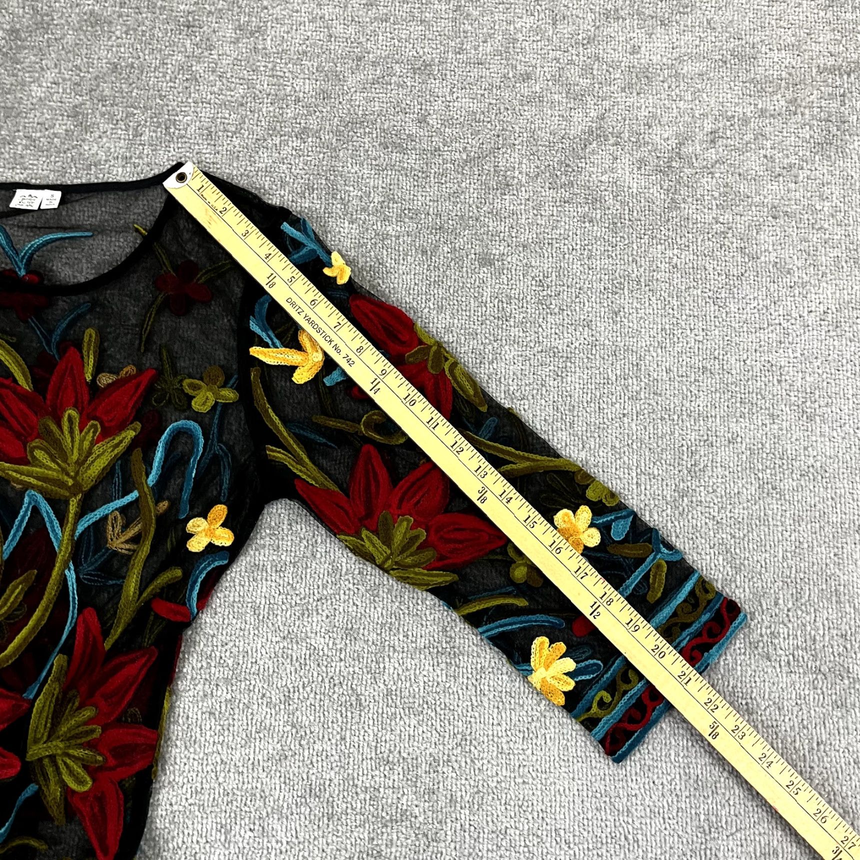Vintage VINTAGE Parsley & Sage Top Womens Small Black Floral Sheer Overlay Wearable Art Coverup Size S / US 4 / IT 40 - 7 Thumbnail