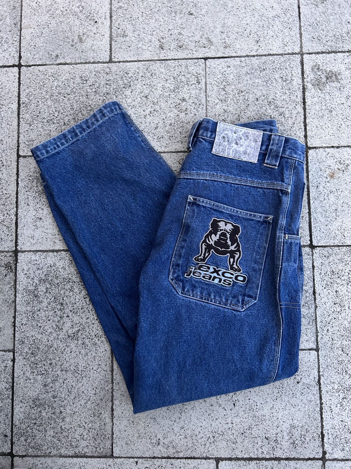 Vintage Y2K Exco Jeans Baggy Pitbull Embroidered Design (30x32 inch) Size US 30 / EU 46 - 1 Thumbnail
