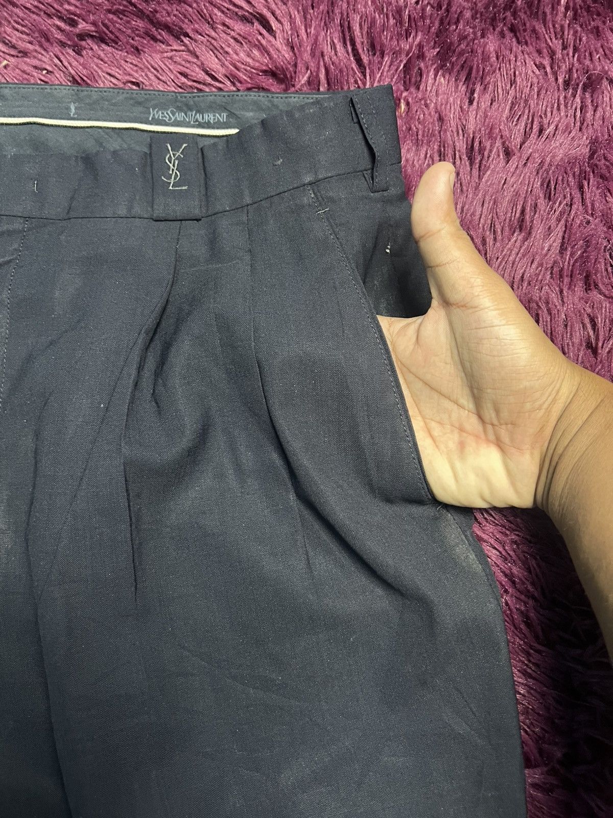 Yves Saint Laurent Vintage Yves Saint Laurent Pour Homme Pleated Trousers (45) Size US 35 - 4 Thumbnail