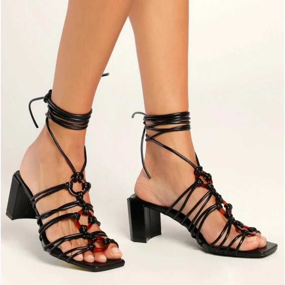 Lulus Lulus l NWT Finu Lace Up Heeled Sandals Size 7.5 Size US 7.5 / IT 37.5 - 1 Thumbnail