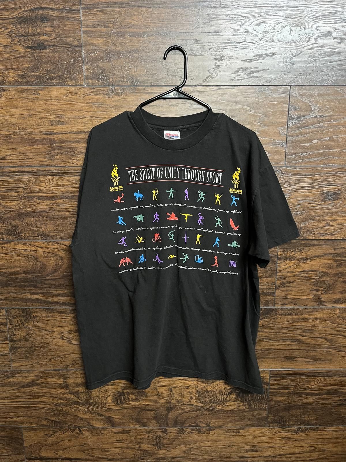 Hanes 1996 Atlanta Olympics T-shirt Spirit Unity Single Stitch Size US XL / EU 56 / 4 - 1 Thumbnail
