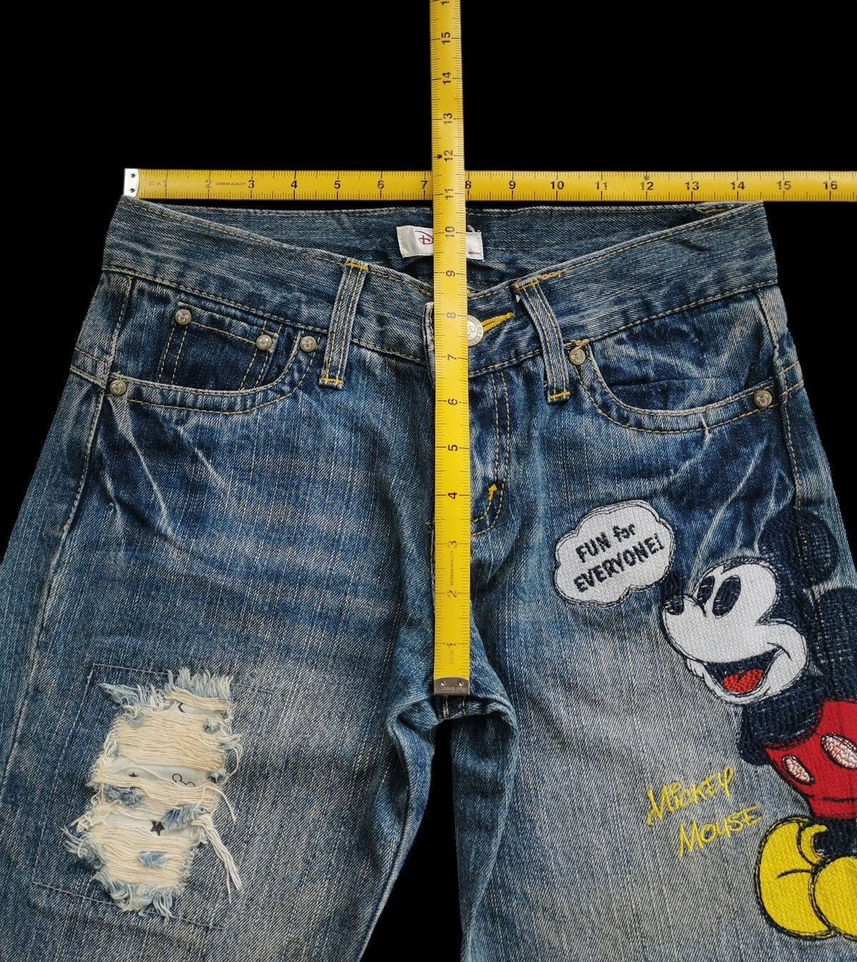 Mickey Mouse Disney Mickey Mouse Ripped Denim Pants Size US 29 - 8 Thumbnail