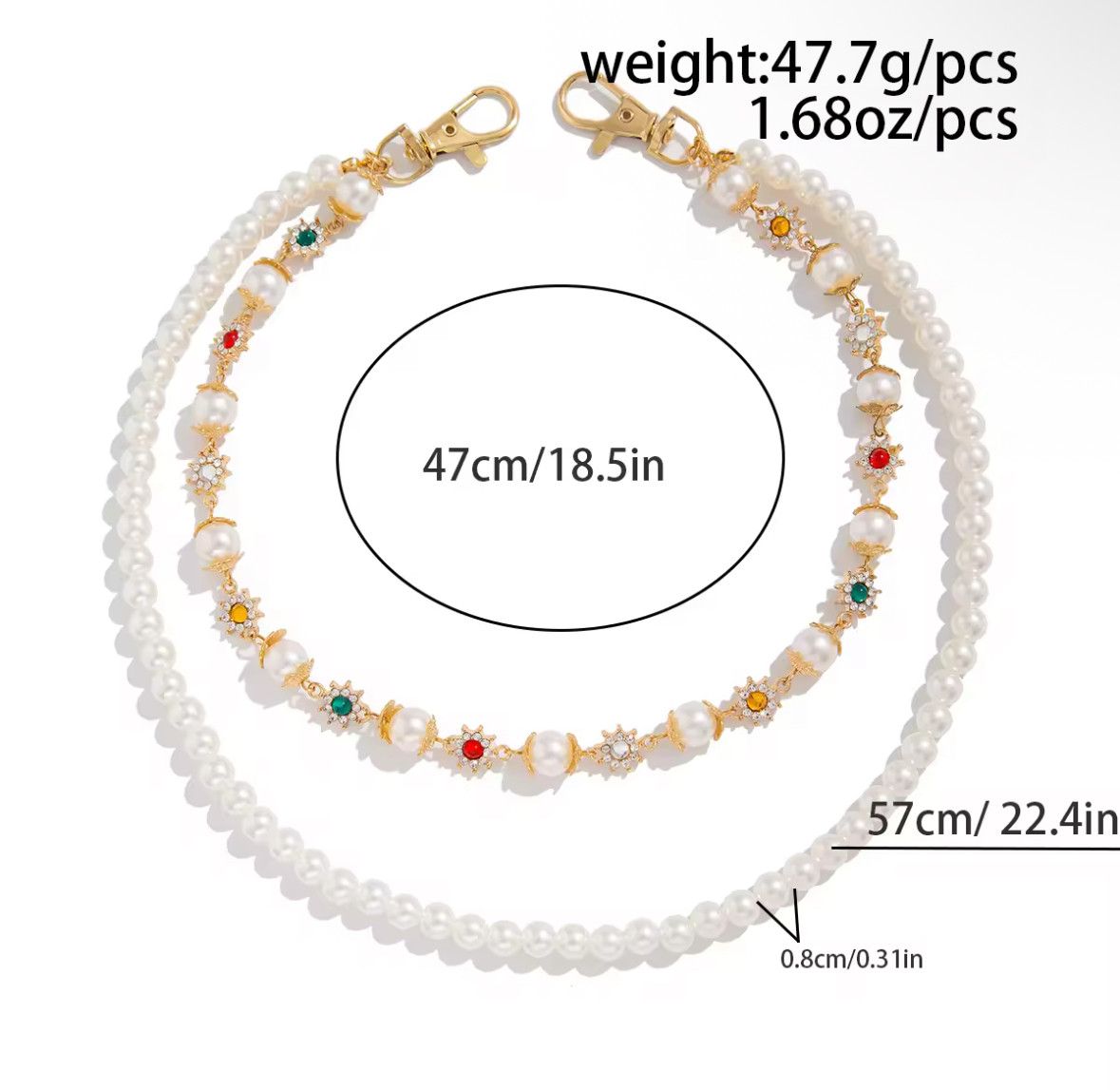 Other Exquisite Luxury Imitation Pearl Keychain Wallet Belt Chain Size ONE SIZE - 2 Thumbnail