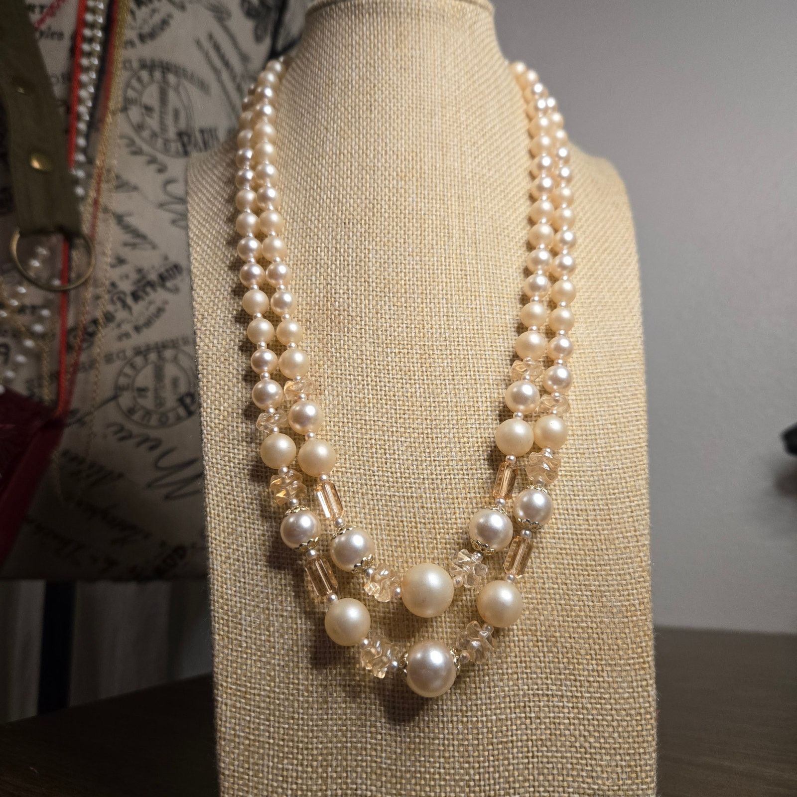 Vintage Vintage Japan Faux Pearl Necklace, Ornate Estate Glam Size ONE SIZE - 2 Thumbnail