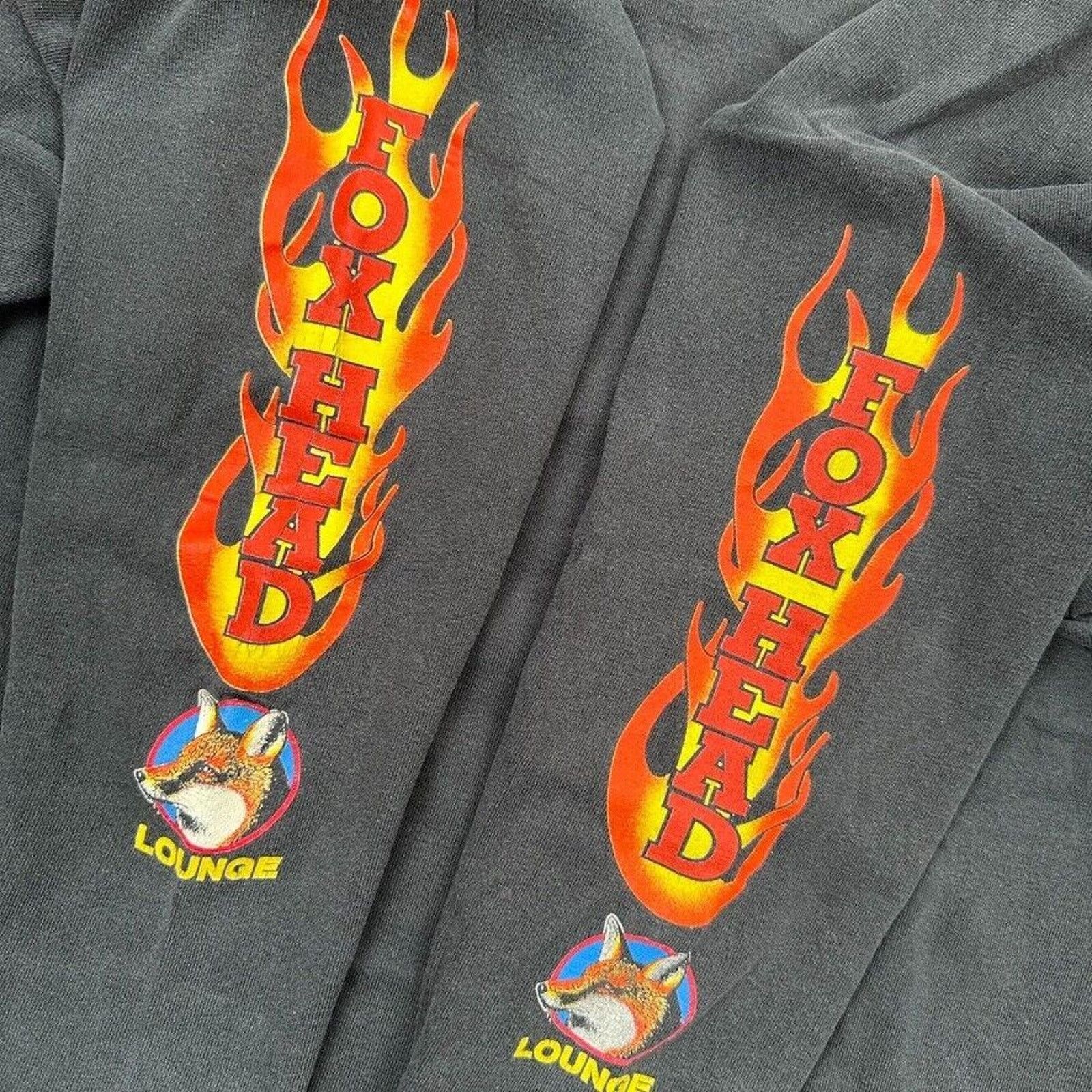 Vintage Vintage Fox Head Bike Week Flame Long Sleeve Henley Shirt Size US XL / EU 56 / 4 - 4 Thumbnail