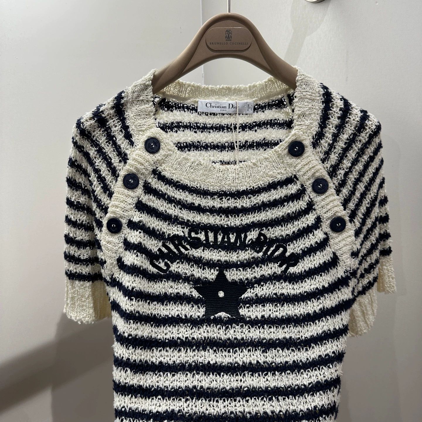 Christian Dior Monsieur Dior may792 25 New Striped Star Logo Knit Tee 34 Cotton Size XS / US 0-2 / IT 36-38 - 6 Thumbnail