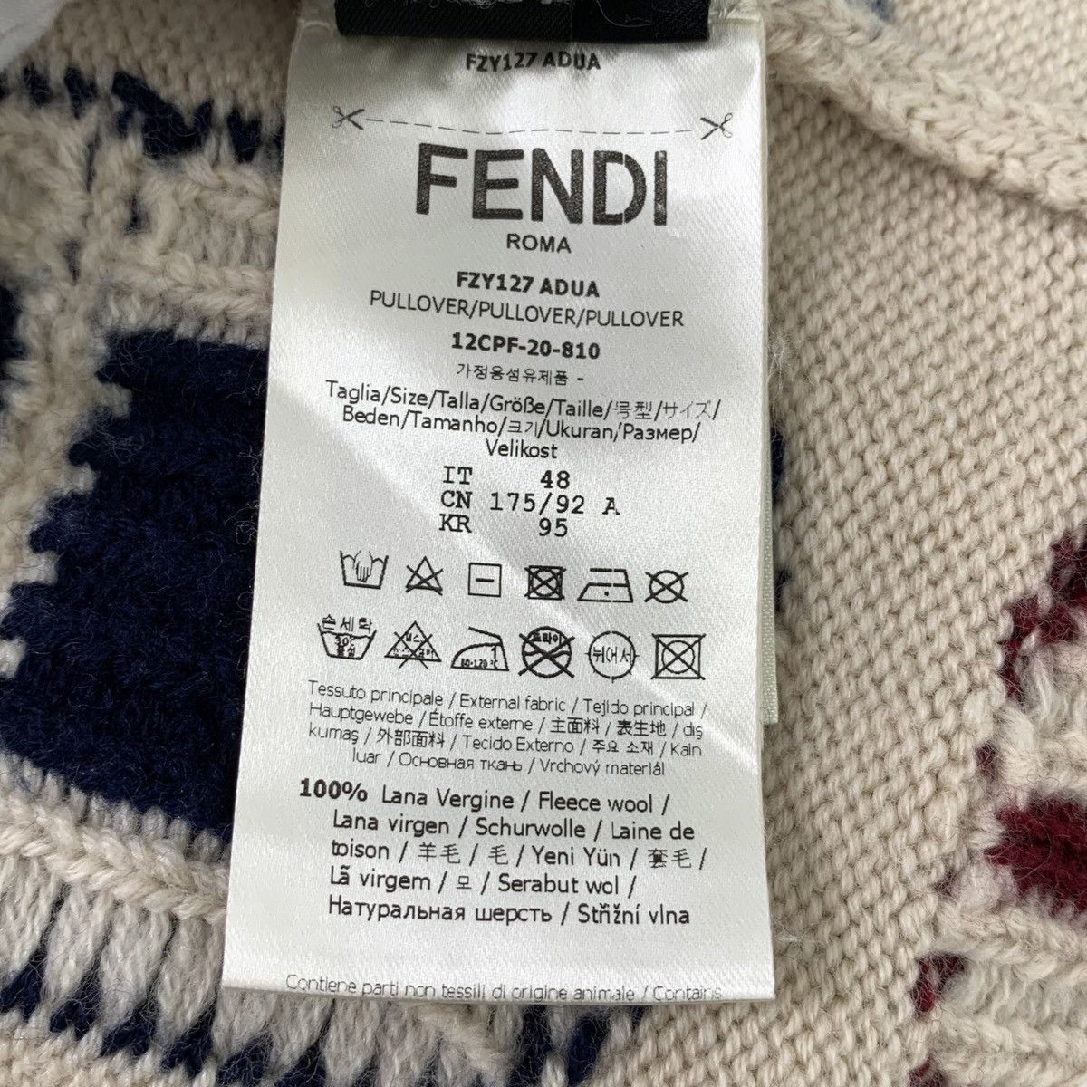 Fendi Fendi Multicolor Wool V-neck Long Sleeve Knitwear K26WX Size M / US 6-8 / IT 42-44 - 7 Thumbnail