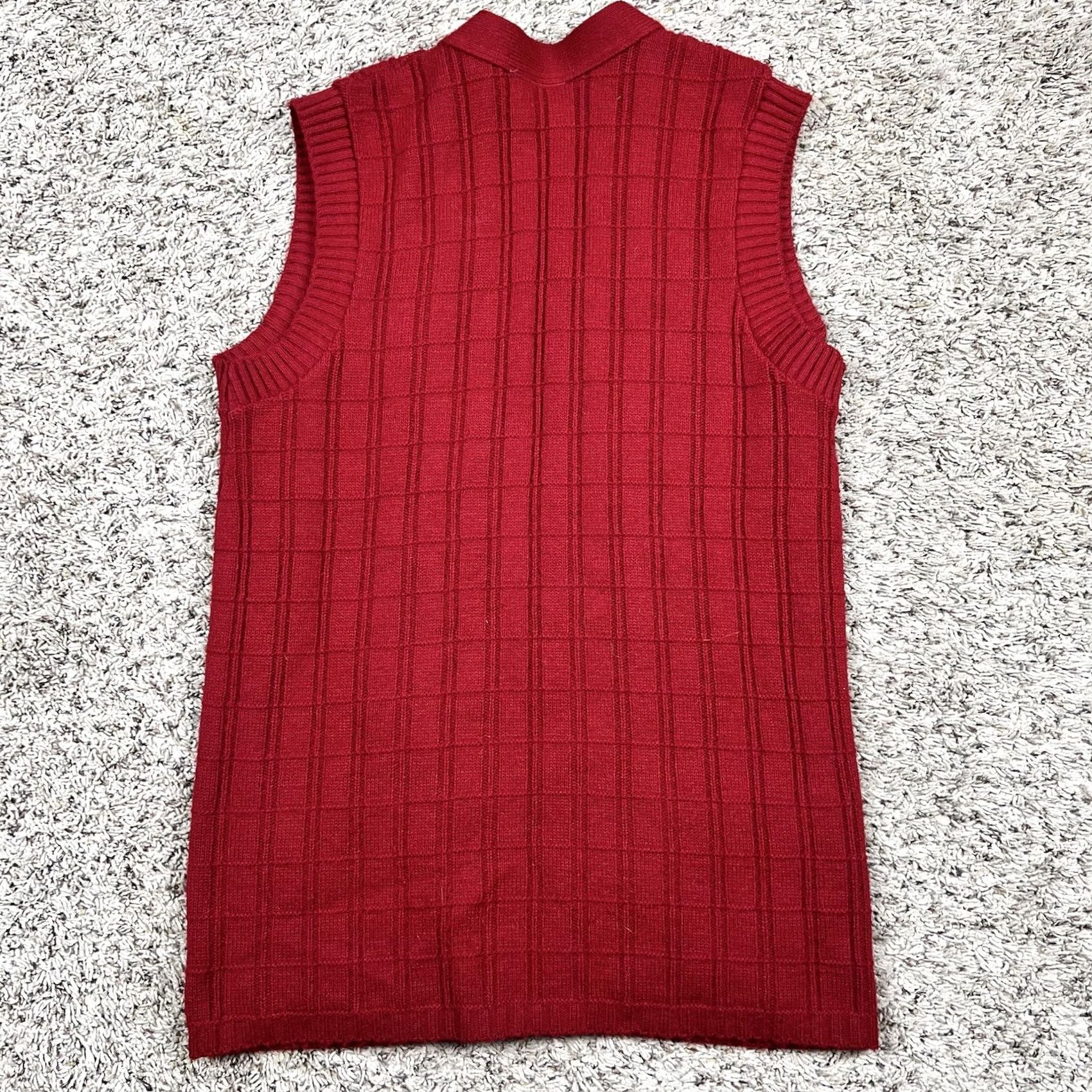 Sears VINTAGE 90s Sears Red 100% Orlon Acrylic Open-Front Sweater Vest Womens Medium Size M / US 6-8 / IT 42-44 - 3 Thumbnail