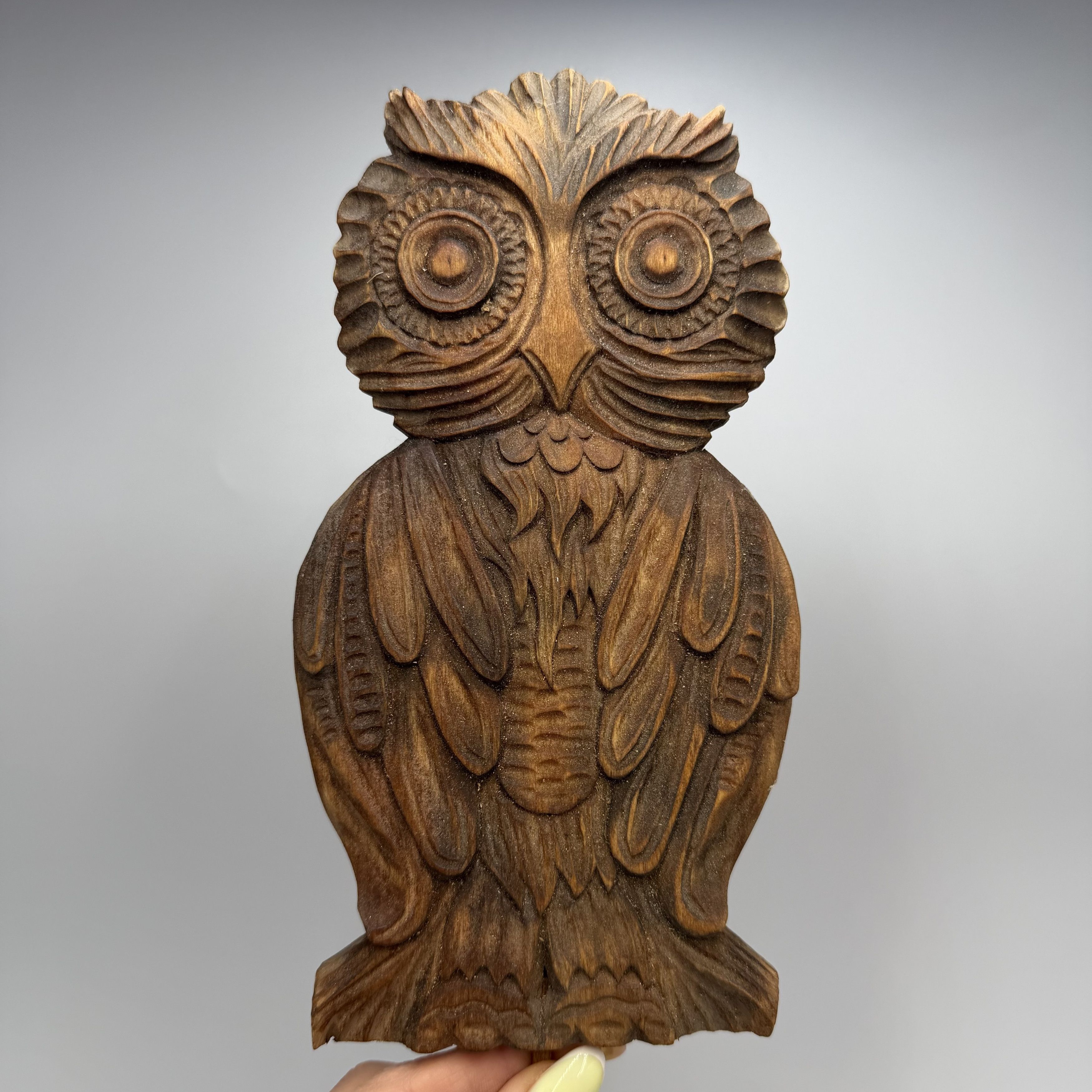 Vintage Vintage Hand Carved Wooden Owl Wall Plaque Linden Wood Size ONE SIZE - 1 Thumbnail