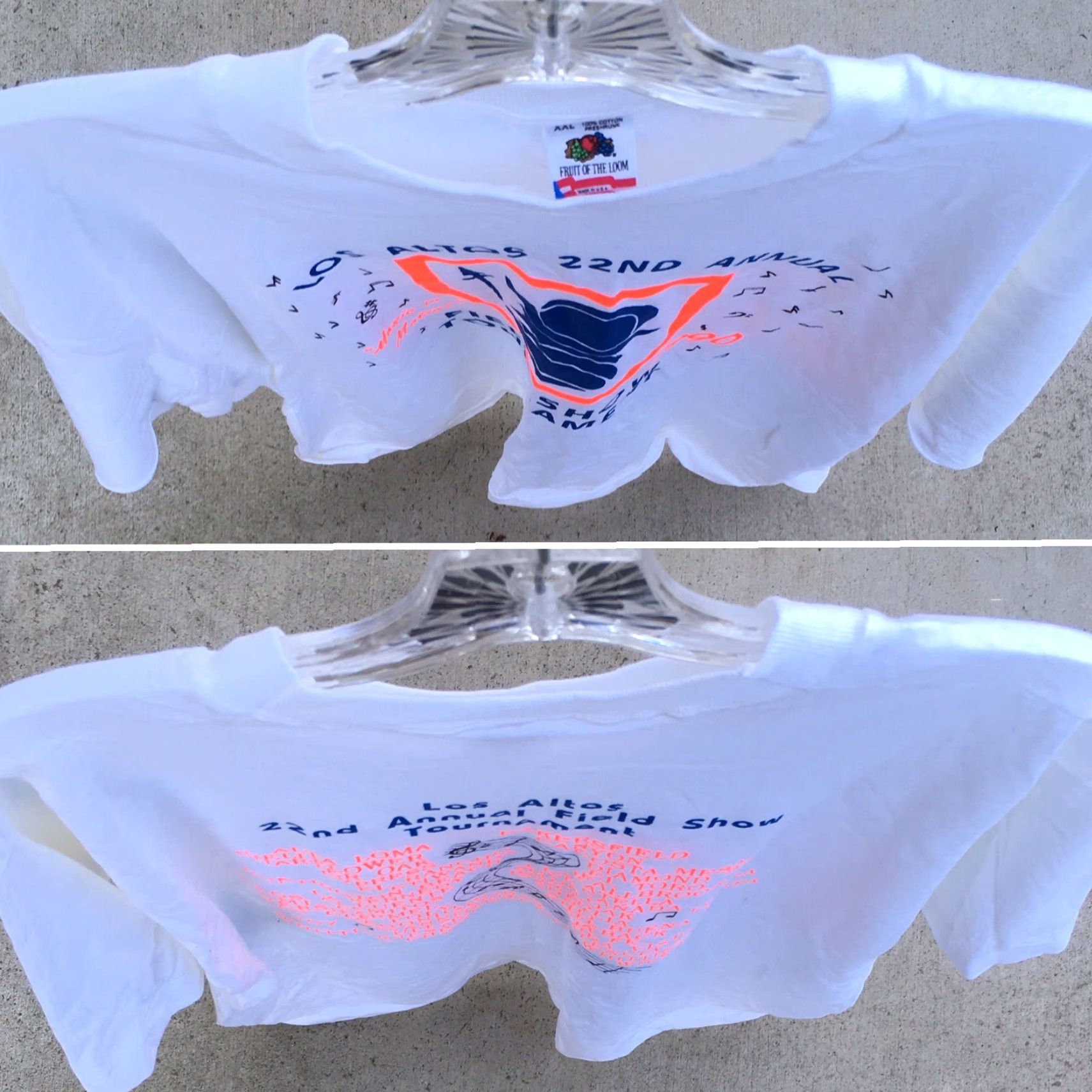 Fruit Of The Loom VINTAGE Los Altos 22nd Annual Field Show Tournament T-Shirt Music In Motion 1990 2XL White Mens Graphic Tee 1990s Fruits of the Loom Size US XXL / EU 58 / 5 - 7 Thumbnail