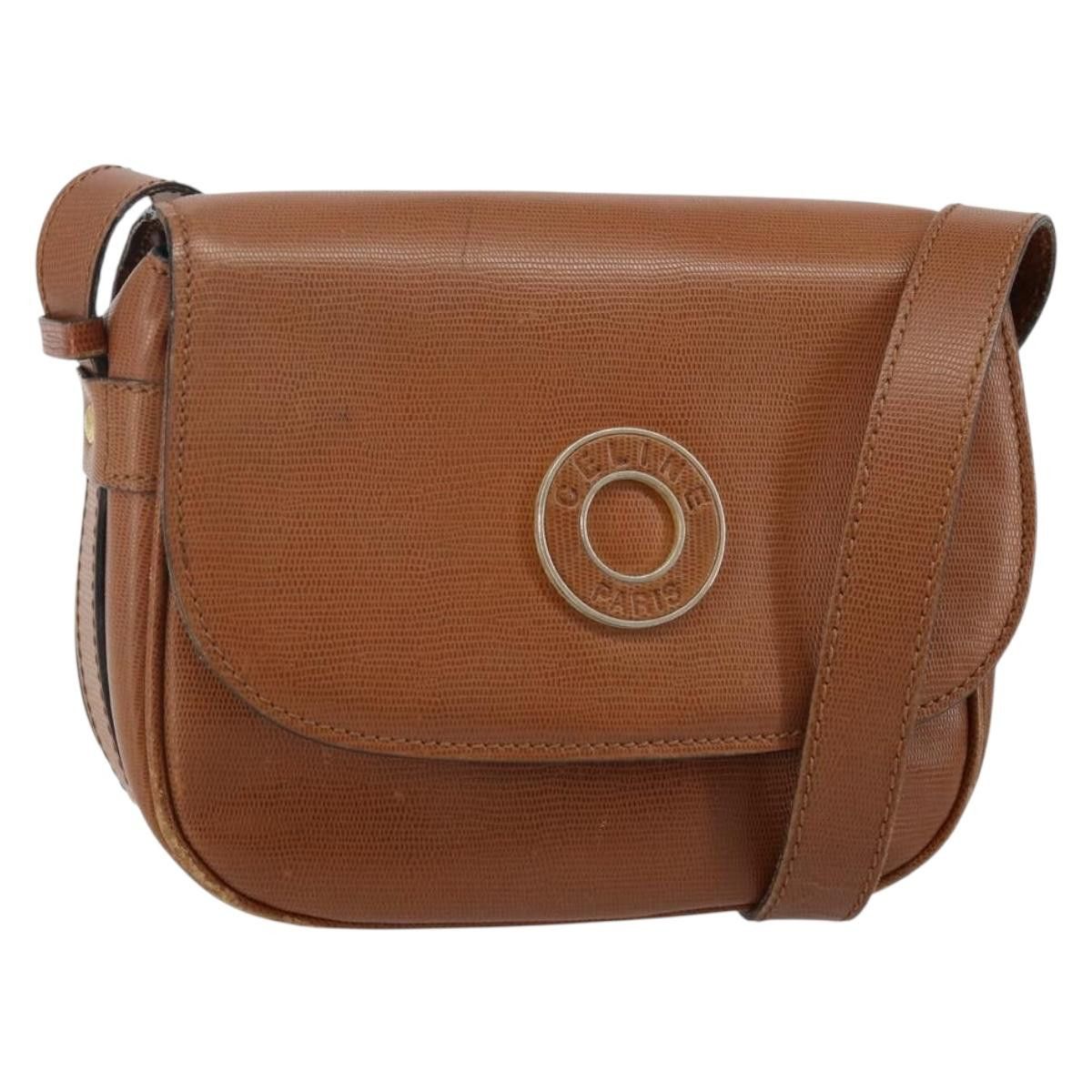 CELINE Shoulder Bag Leather Brown Gold