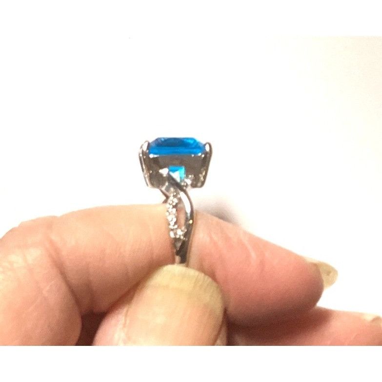 Other Large Beautiful Square Blue Glass Stone .925 Silver Ring Siz Size ONE SIZE - 9 Thumbnail