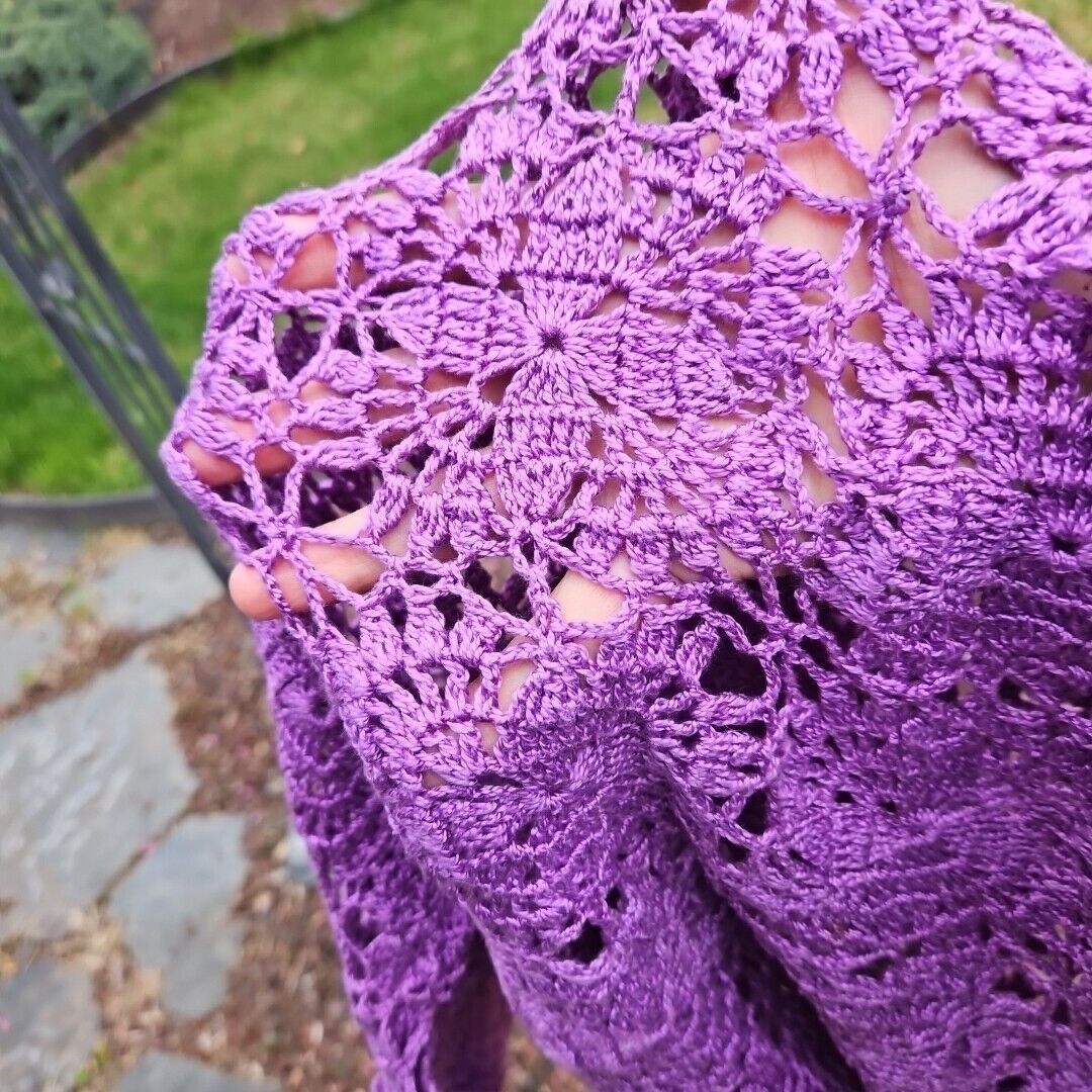 Other Handmade Crochet Dress Womens S/M Purple Boho Tunic Beach Co Size S / US 4 / IT 40 - 9 Thumbnail