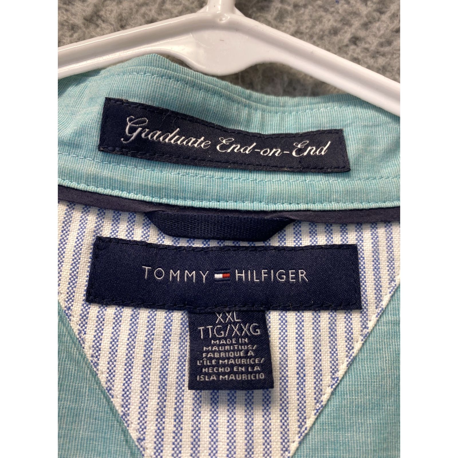 Tommy Hilfiger TOMMY HILFIGER Shirt Mens Button-Down XXL Teal Green Long Sleeve Slim Fit/Logo All Seasons 2XL Men Size US XXL / EU 58 / 5 - 4 Thumbnail