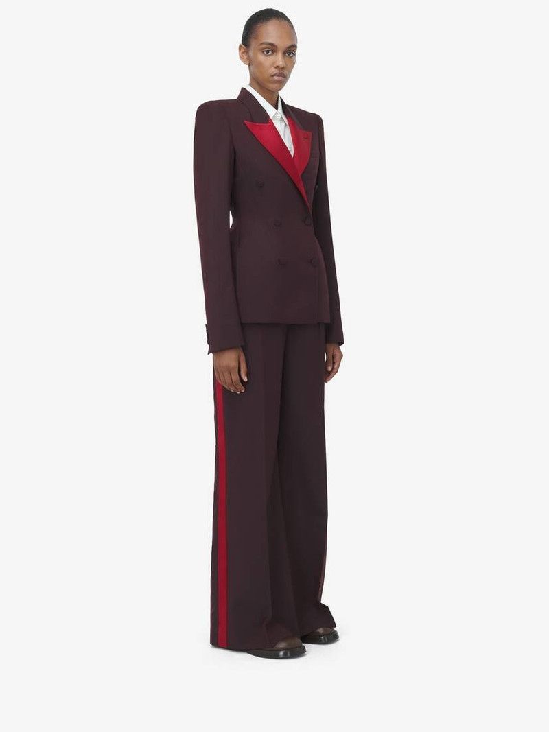 Alexander McQueen o1srvl11e0226 Side Stripe Trousers In Burgundy Size 25" / US 0 / IT 36 - 3 Thumbnail
