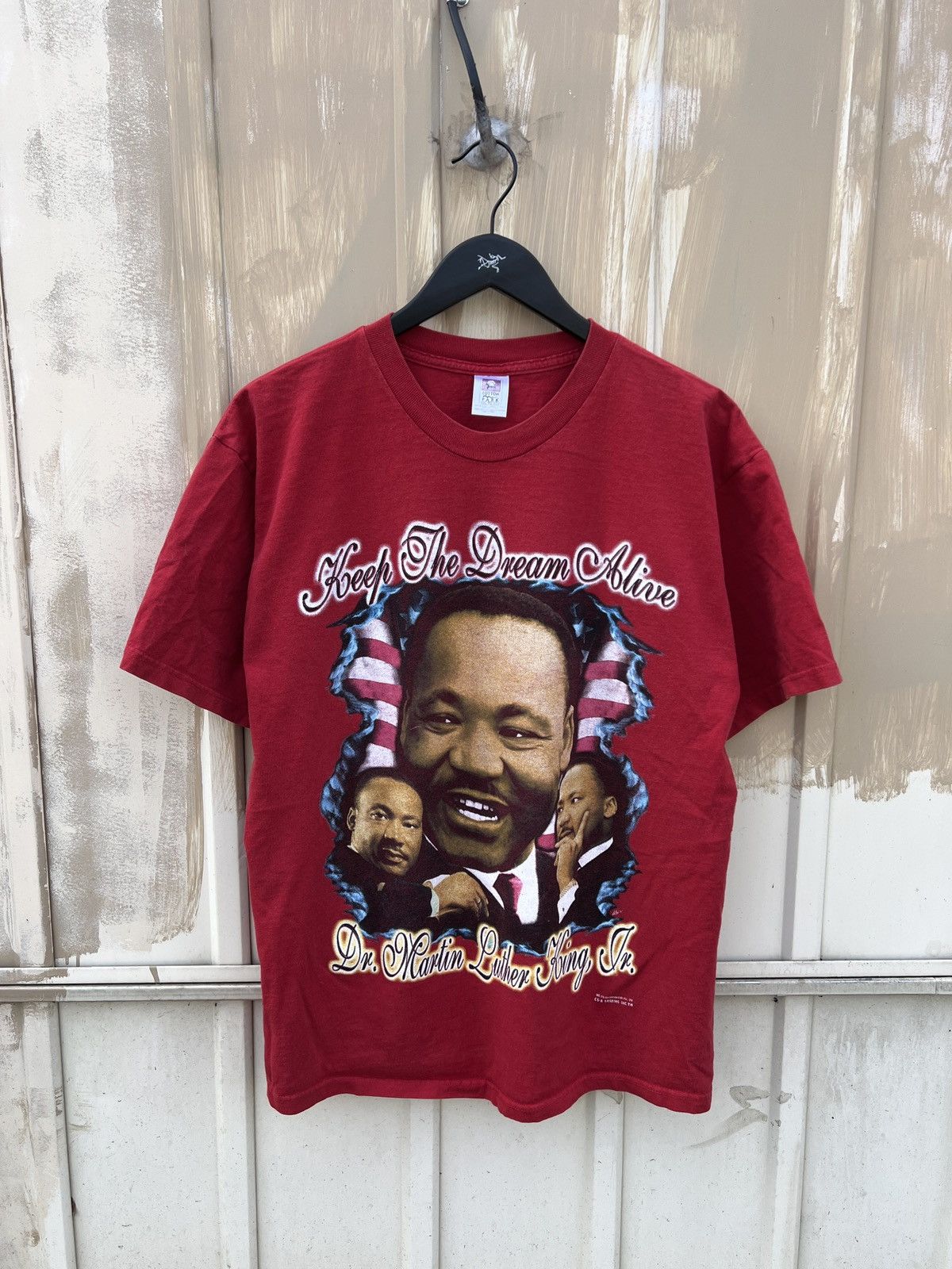 image of Made In USA x Vintage 90's Martin Luther King Mlk Rap T Shirt in Red, Men's (Size XL)